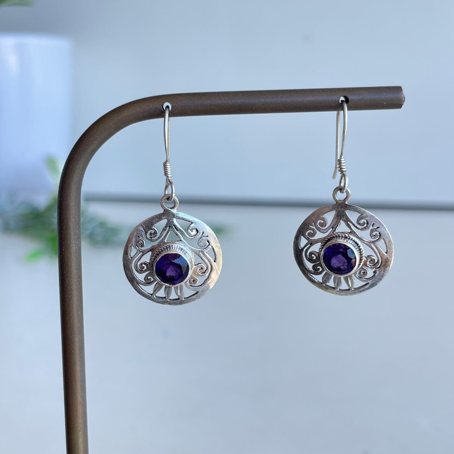 Amethyst Round Earrings