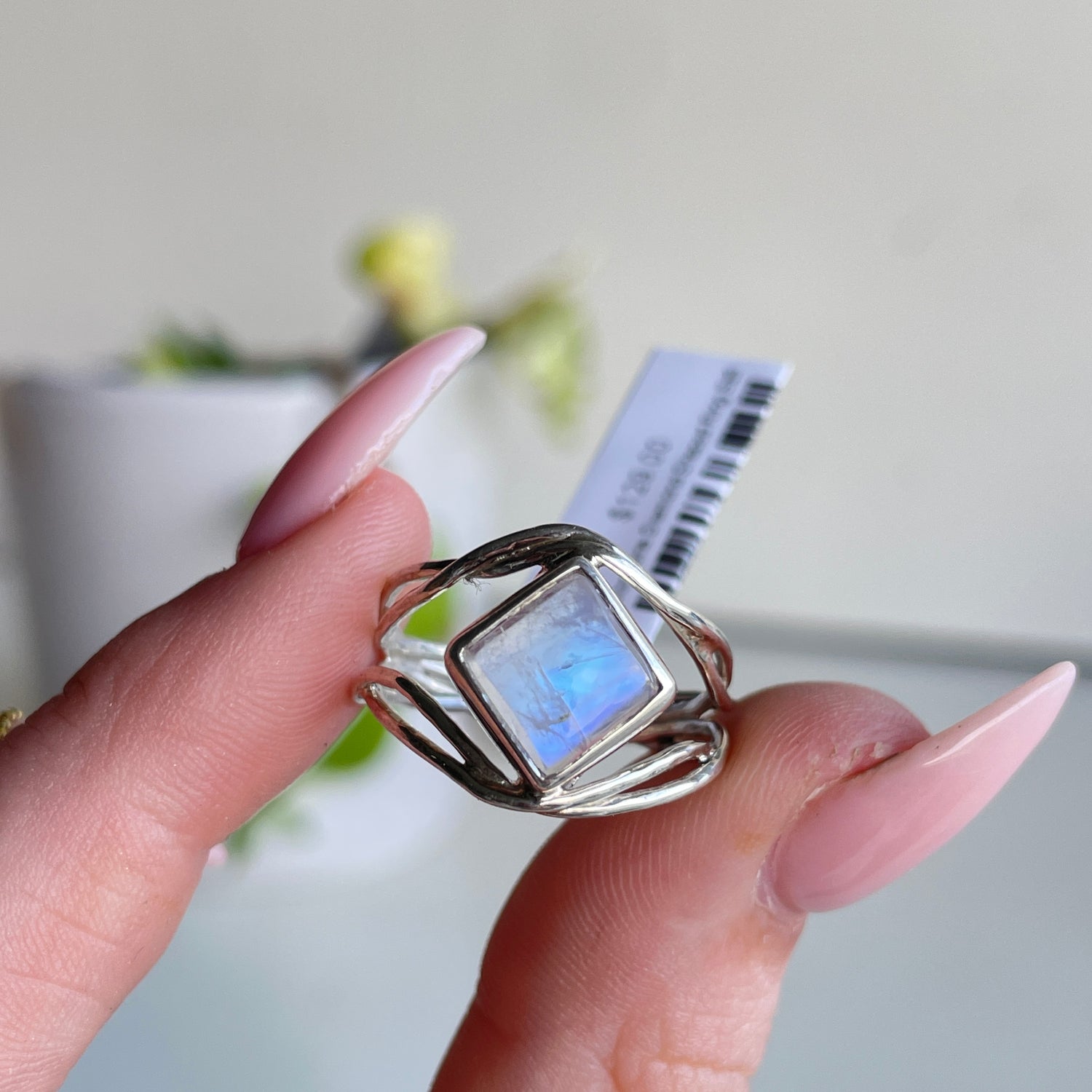 Moonstone Diamond Shaped Ring Sz8