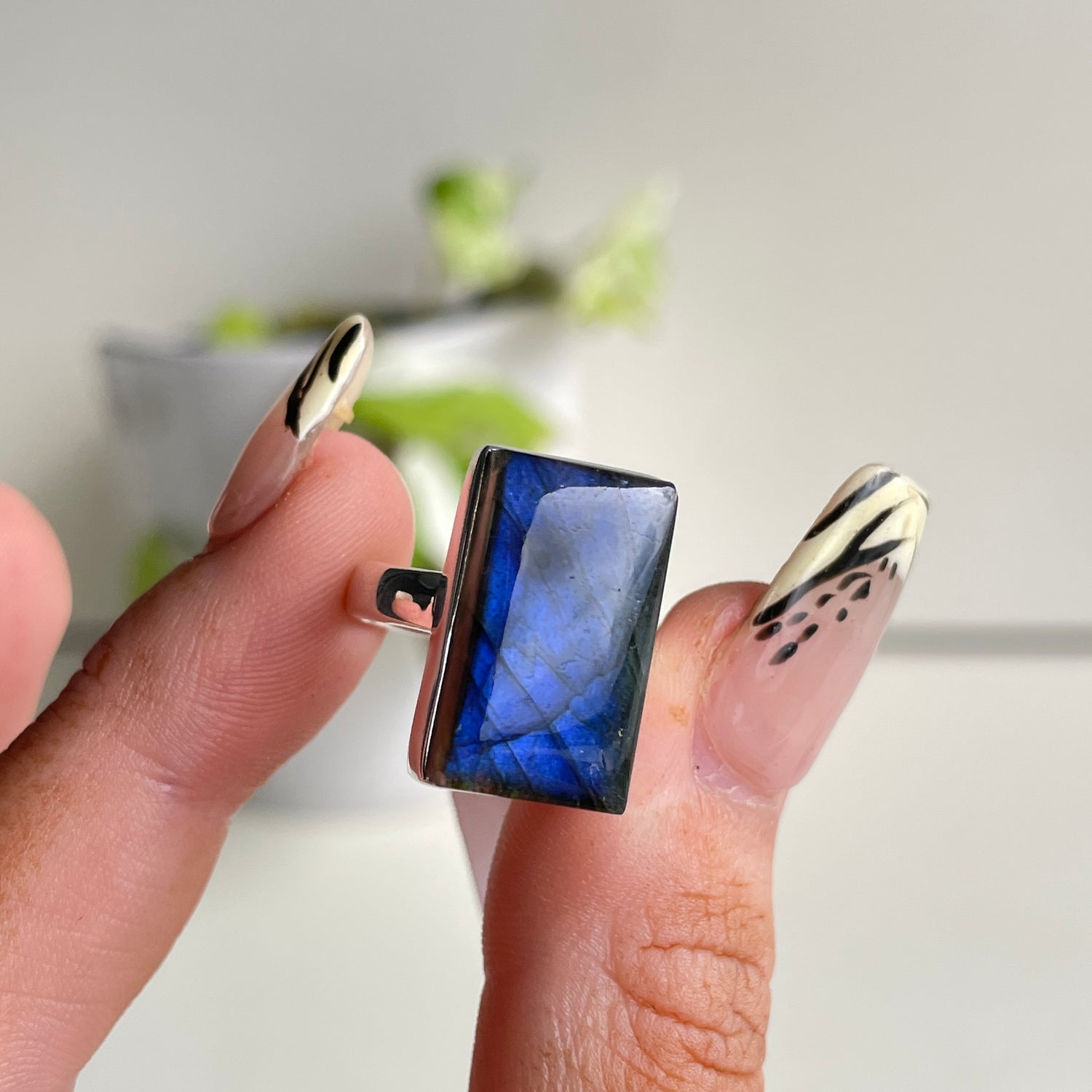 Labradorite Reactangle Ring Sz6