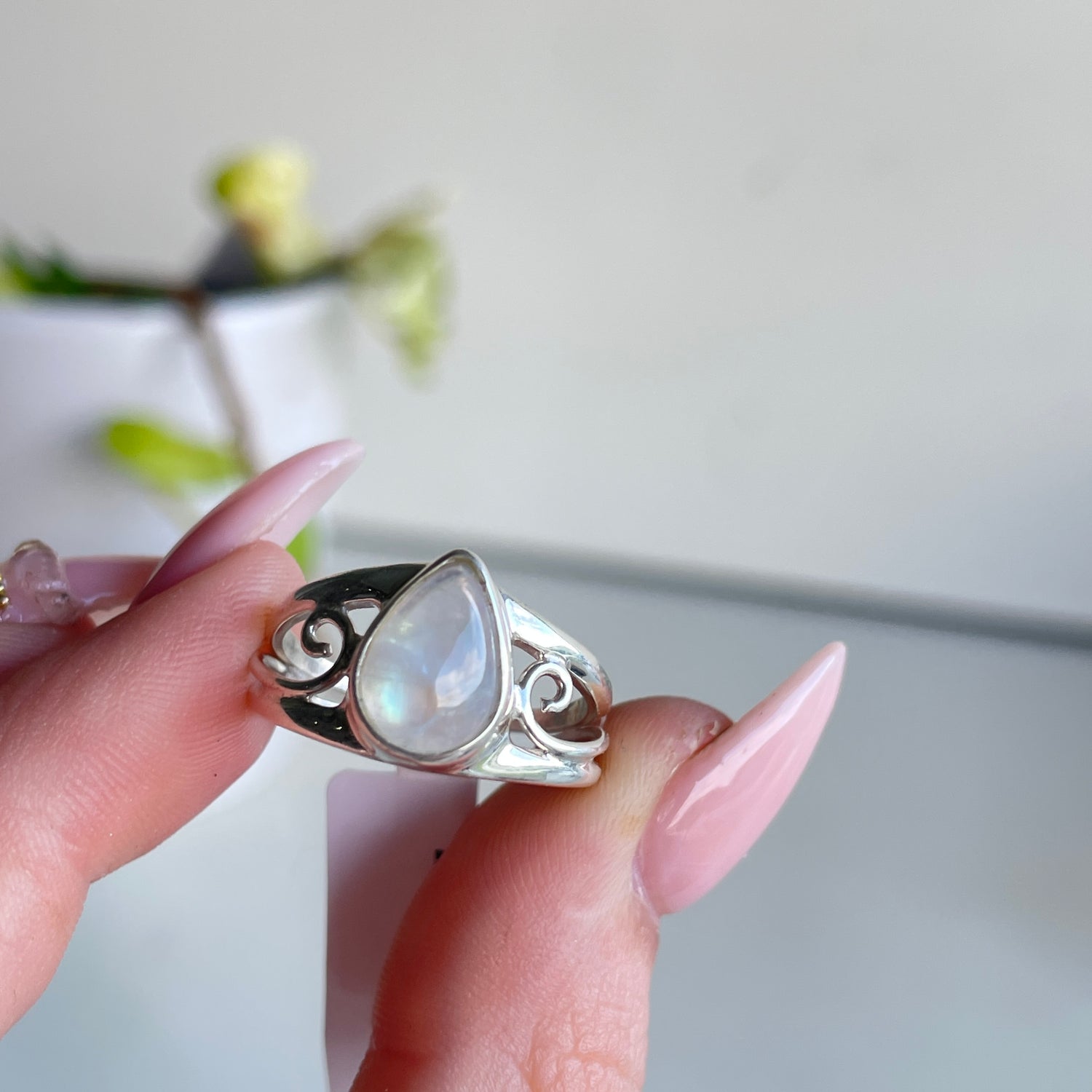 Moonstone Teardrop Ring Sz7.5