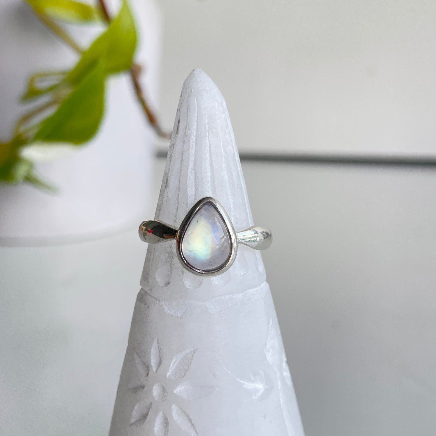 Moonstone Teardrop Ring Sz8.5