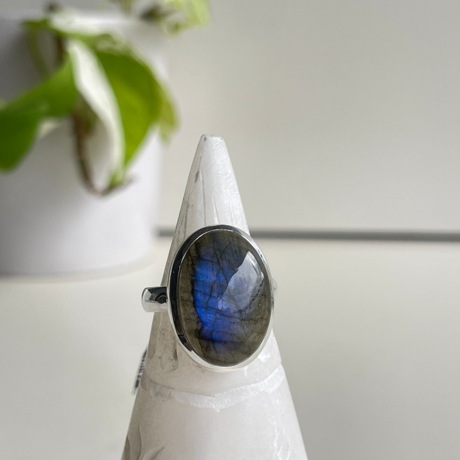 Labradorite Oval Ring Sz8
