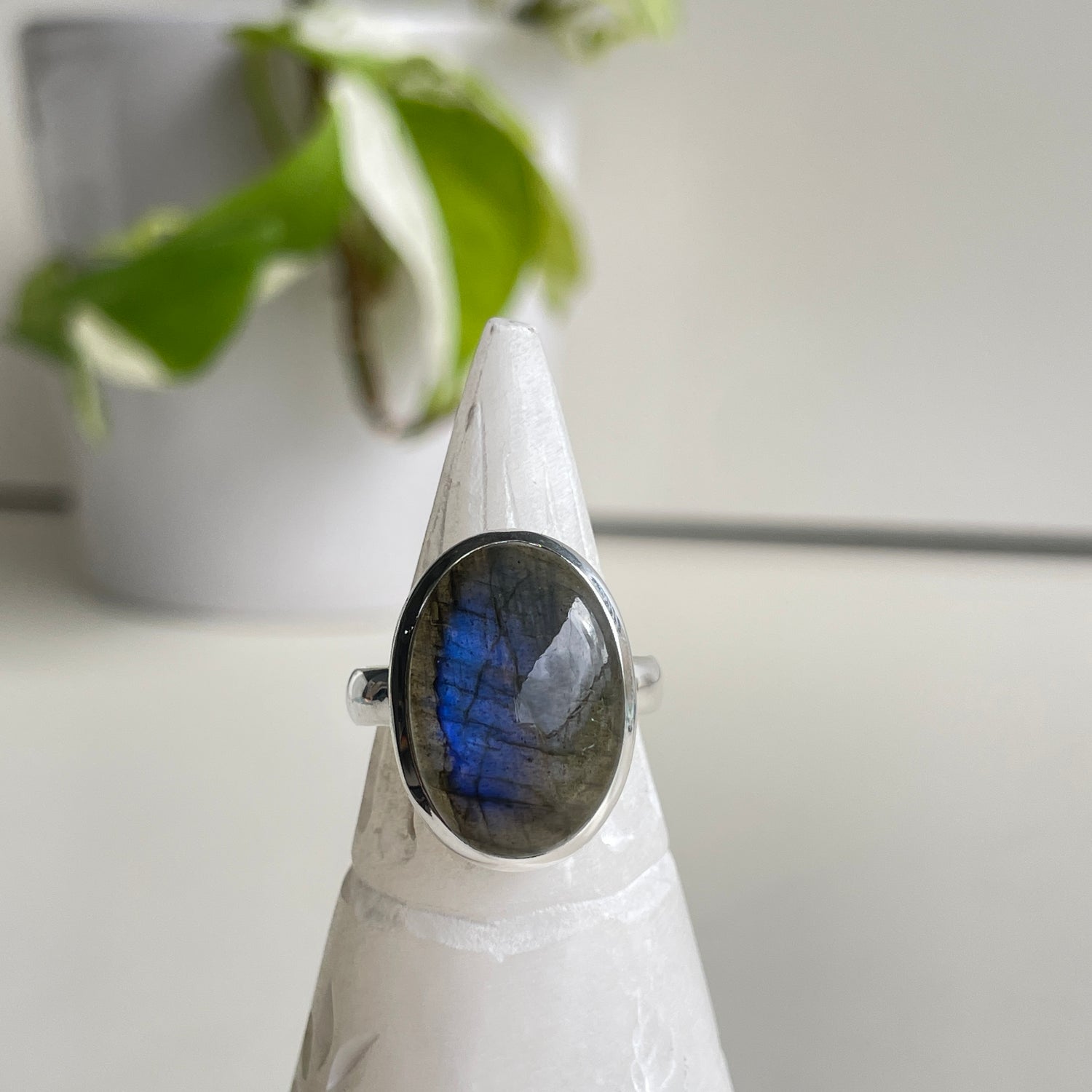 Labradorite Oval Ring Sz8