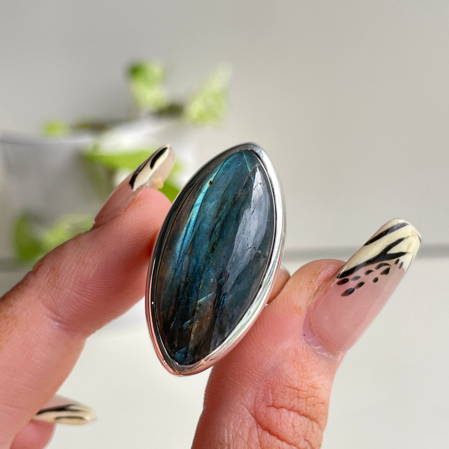 Labradorite Marquise Ring Sz8.5