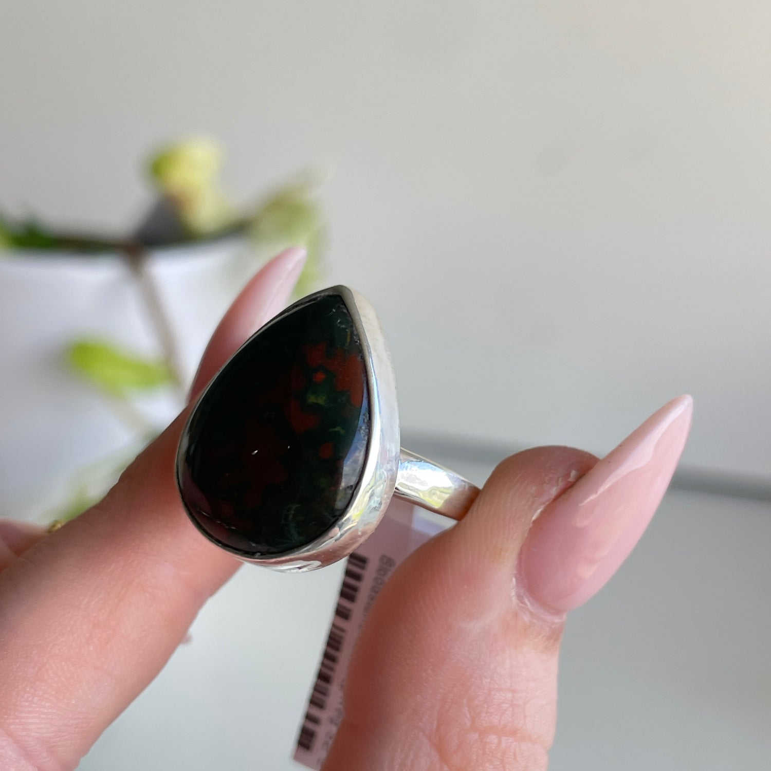 Bloodstone Teardrop Ring Sz7.5