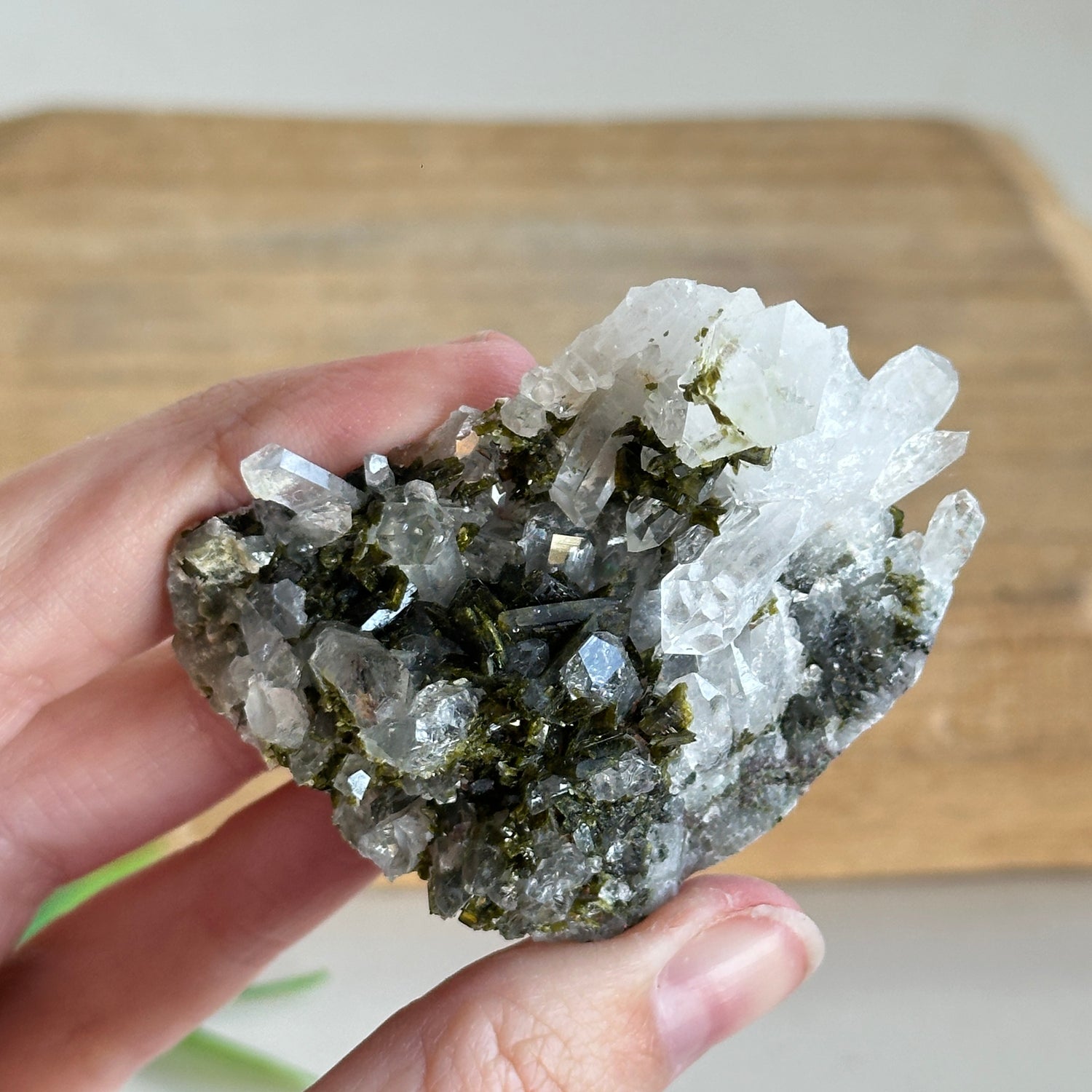 Epidote & Quartz Cluster 64g - High Quality