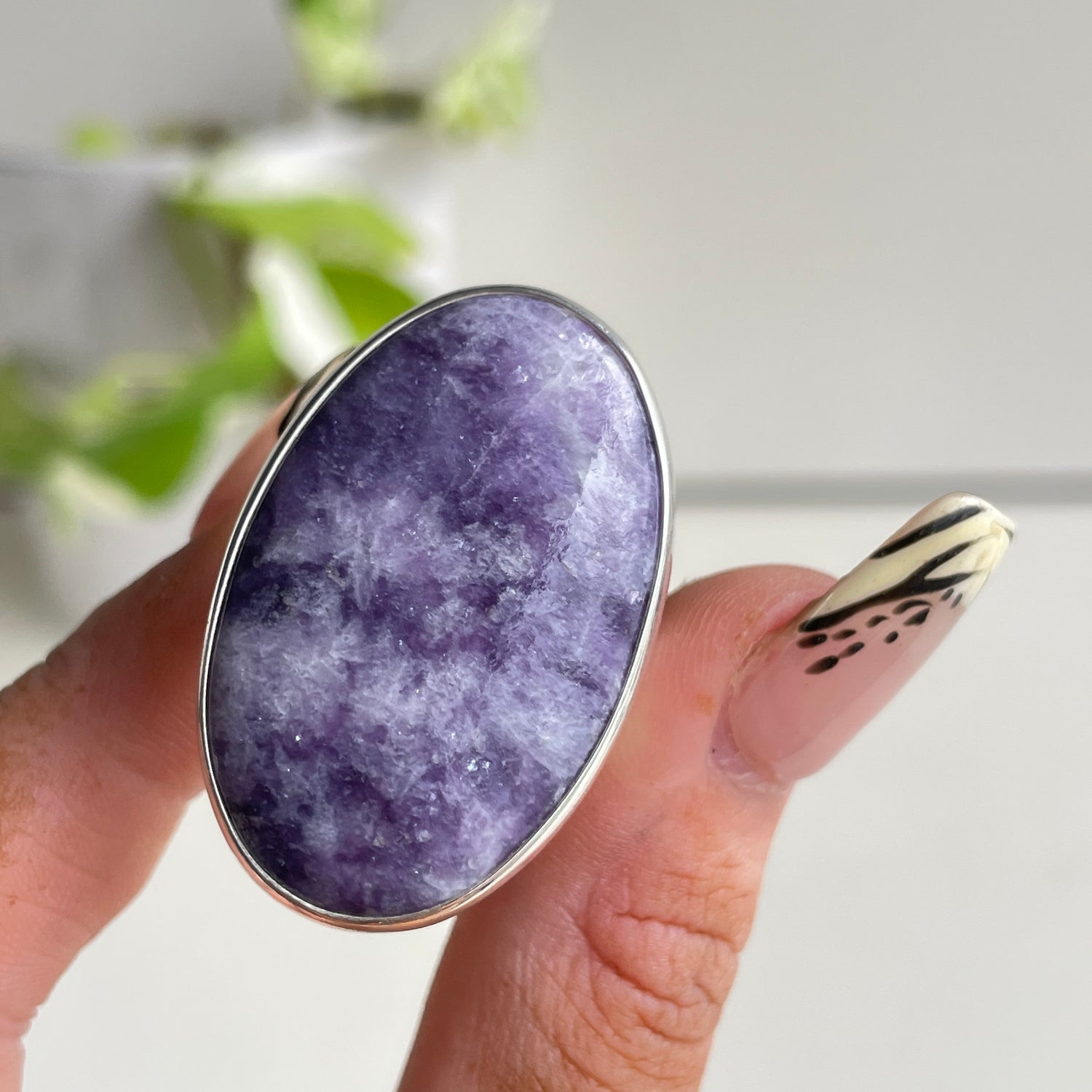 Lepidolite Oval Ring Sz9
