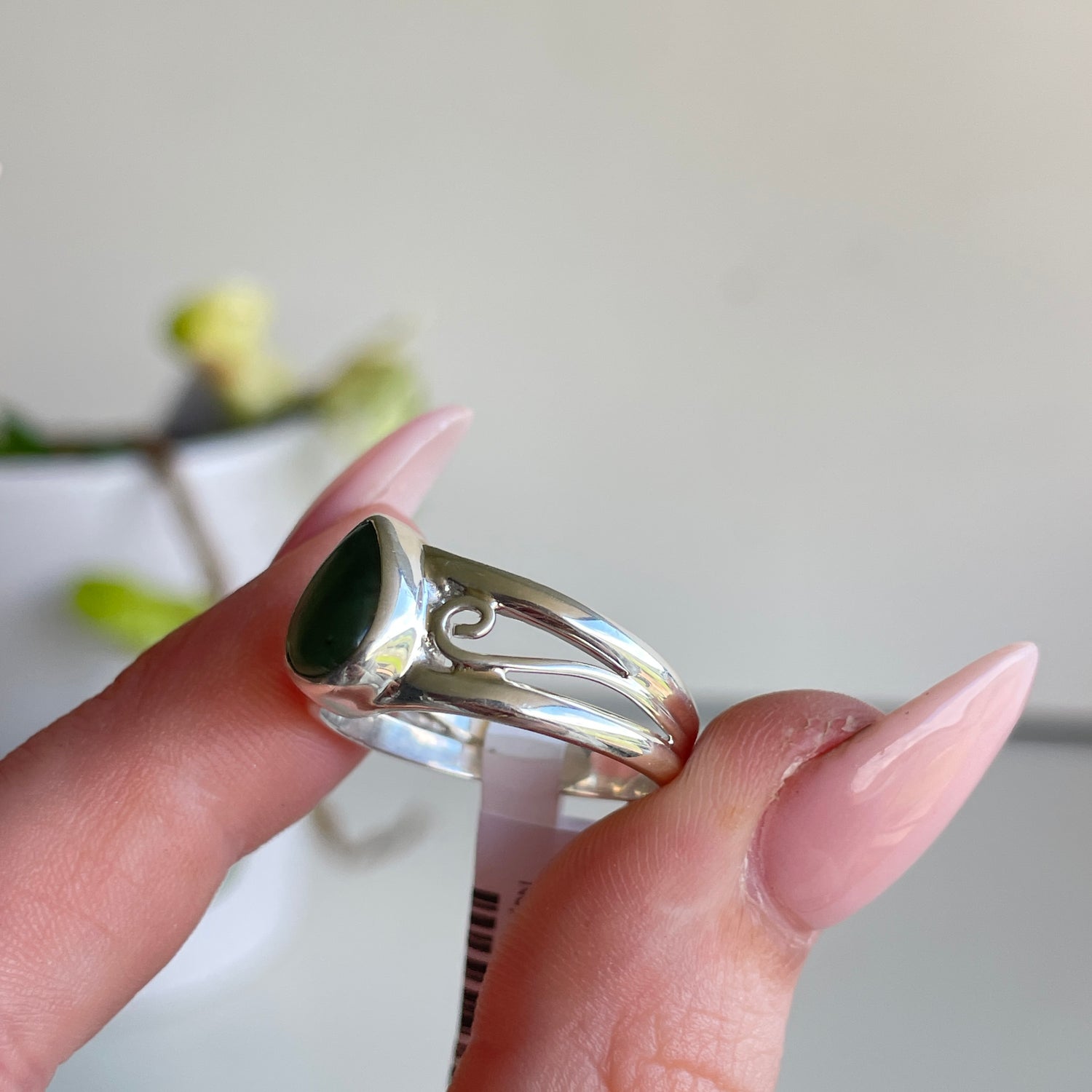 Nephrite Jade Teardrop Ring Sz9