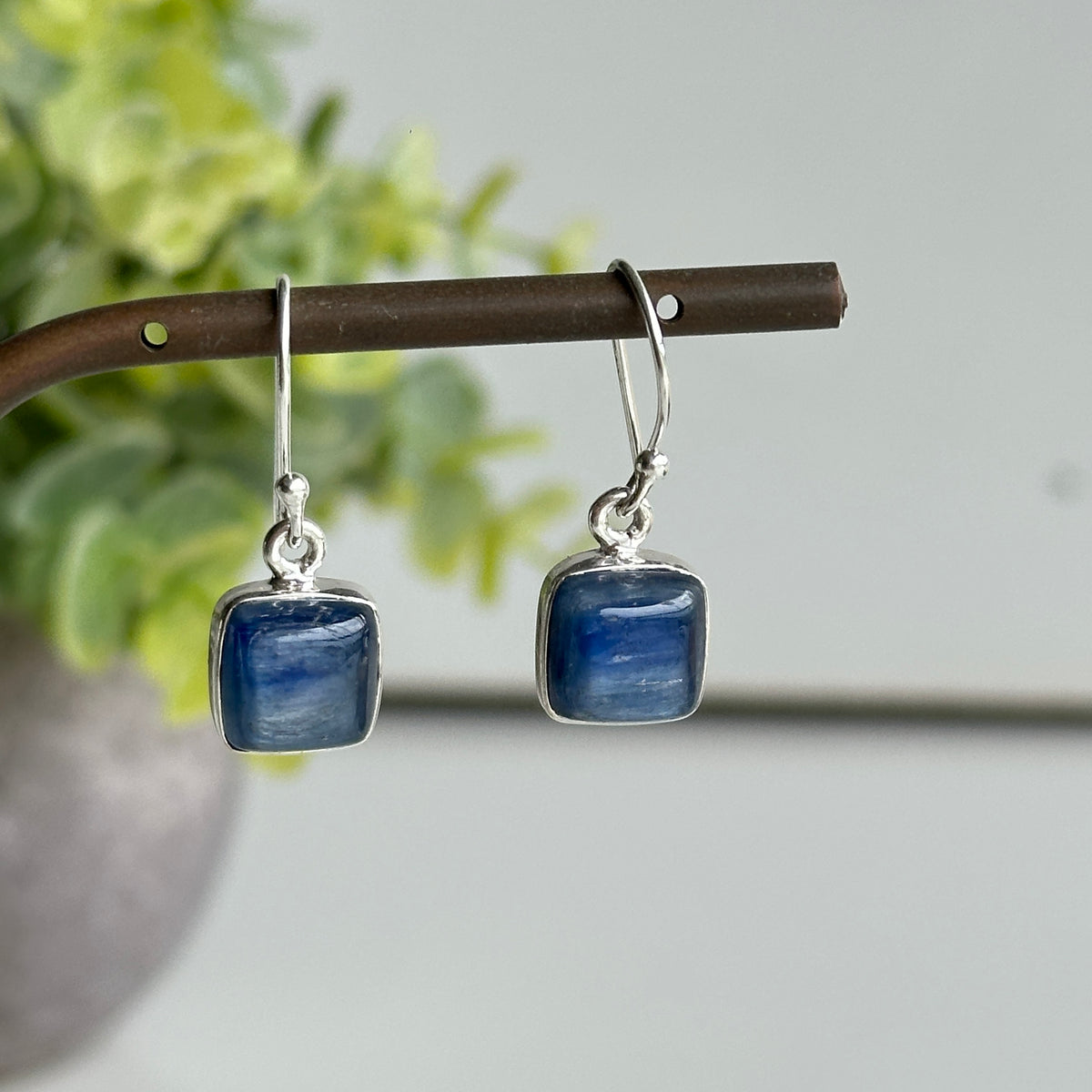 Blue Kyanite Square Earrings