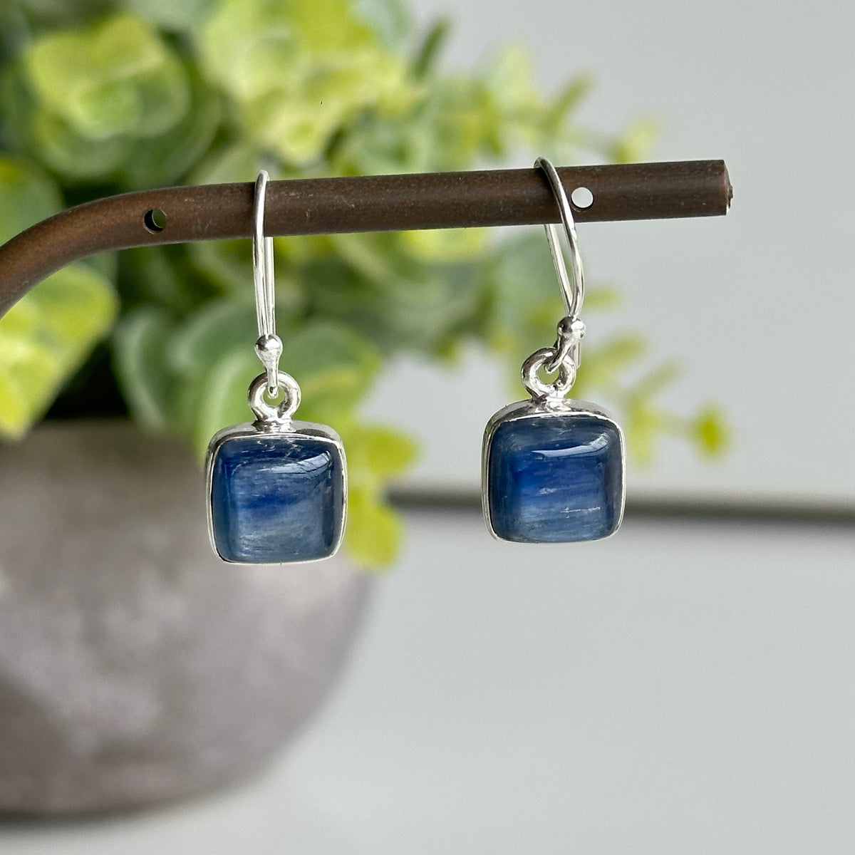 Blue Kyanite Square Earrings