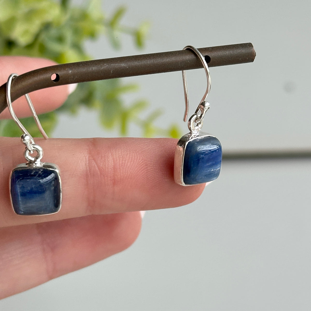 Blue Kyanite Square Earrings