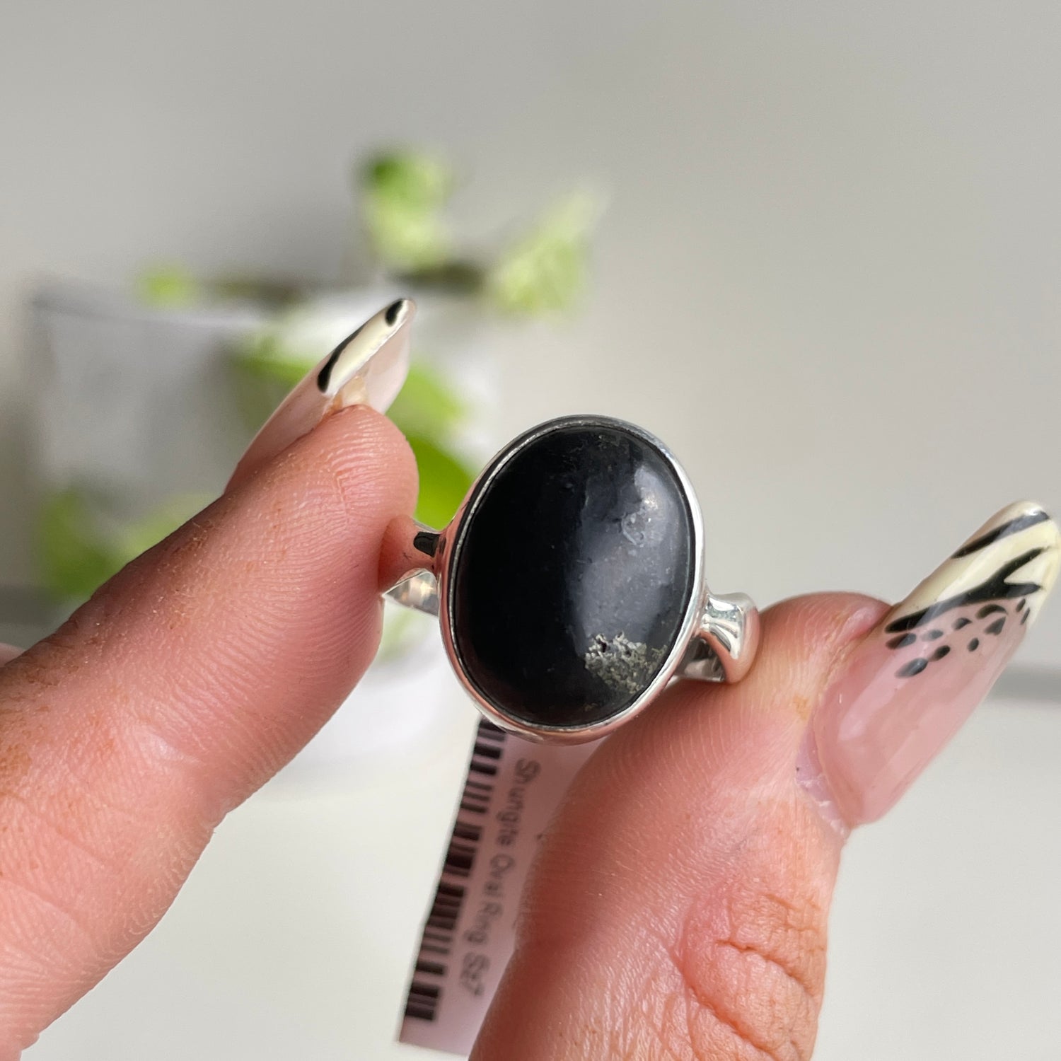 Shungite Oval Ring Sz7