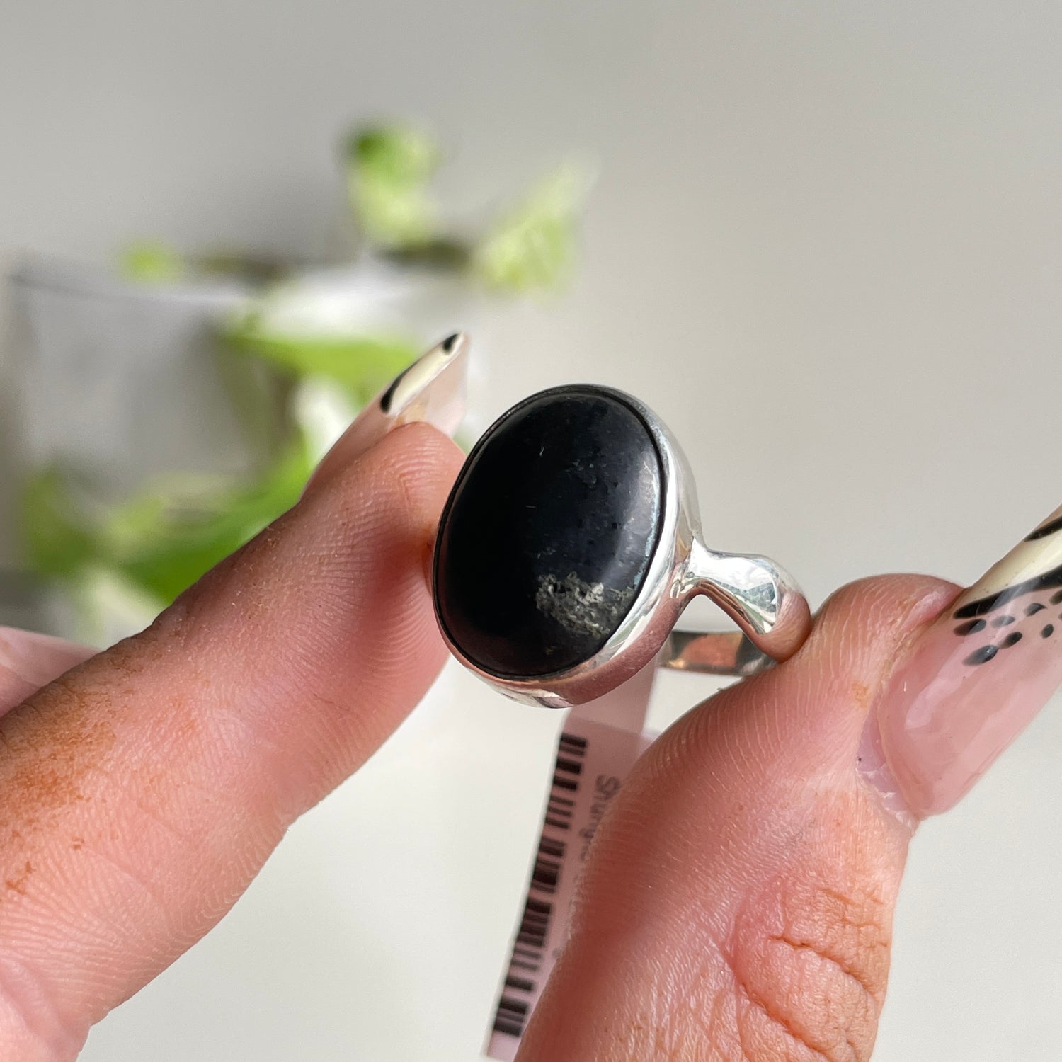 Shungite Oval Ring Sz7
