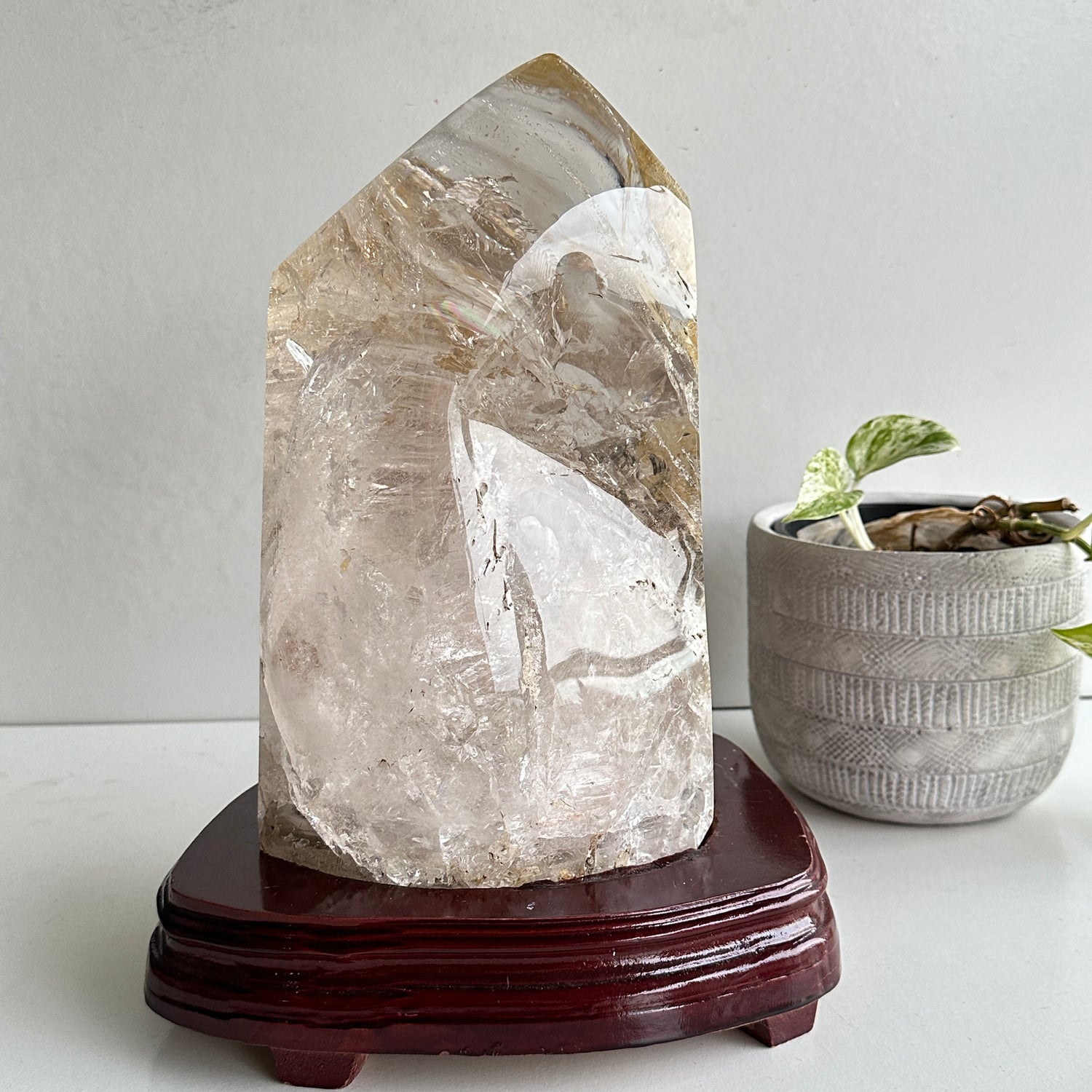 Clear Quartz Elestial In Stand 8.5kg