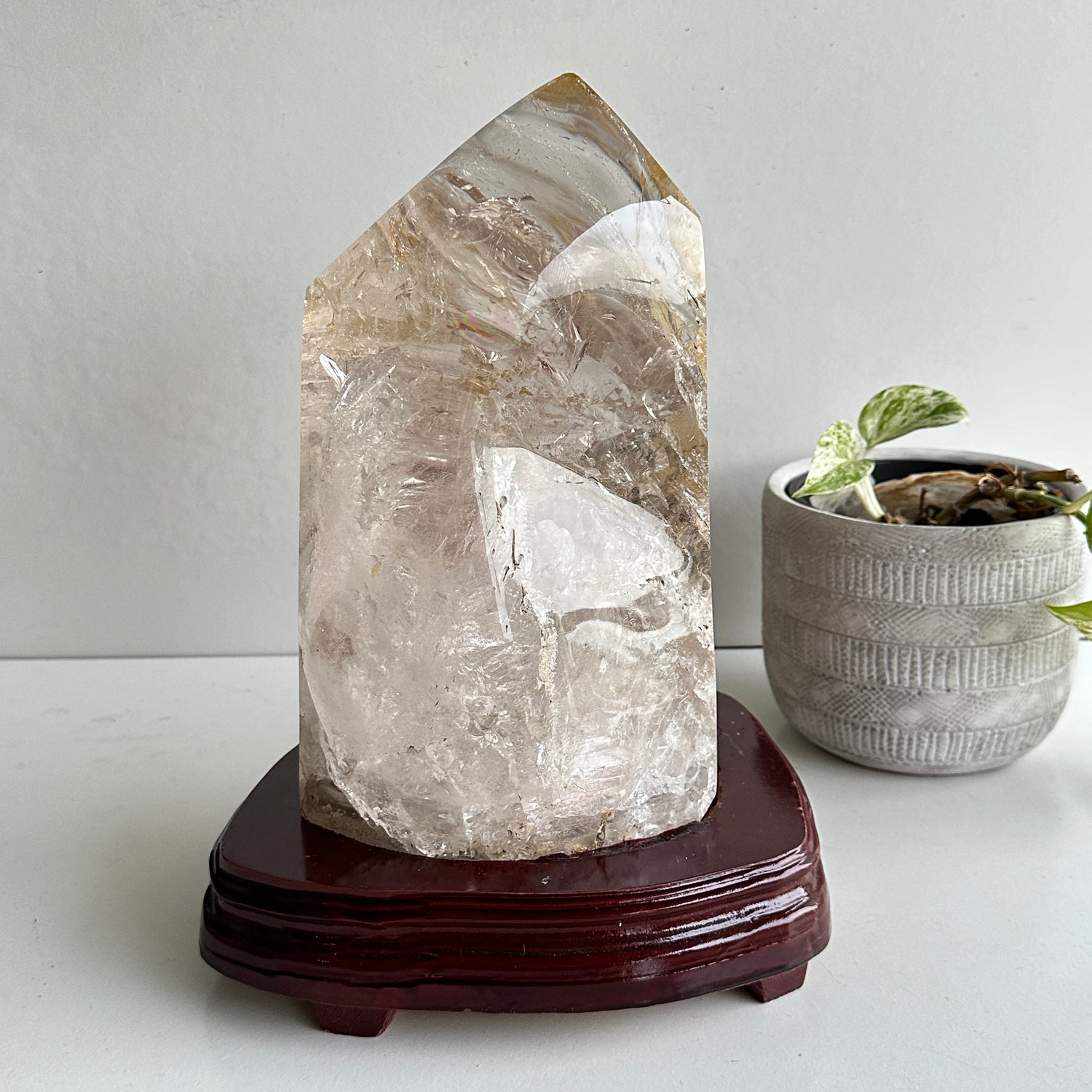 Clear Quartz Elestial In Stand 8.5kg