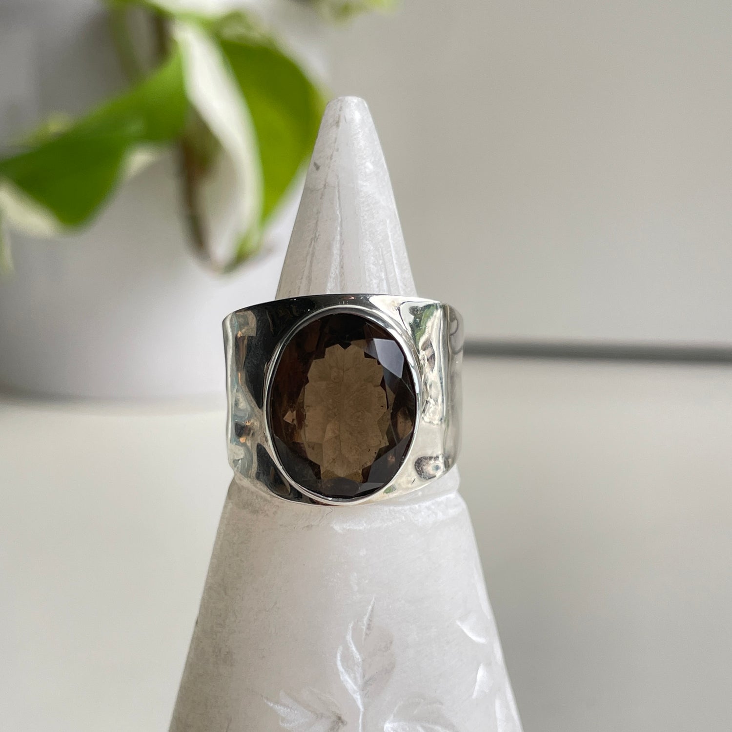 Smoky Quartz Oval Ring Sz10