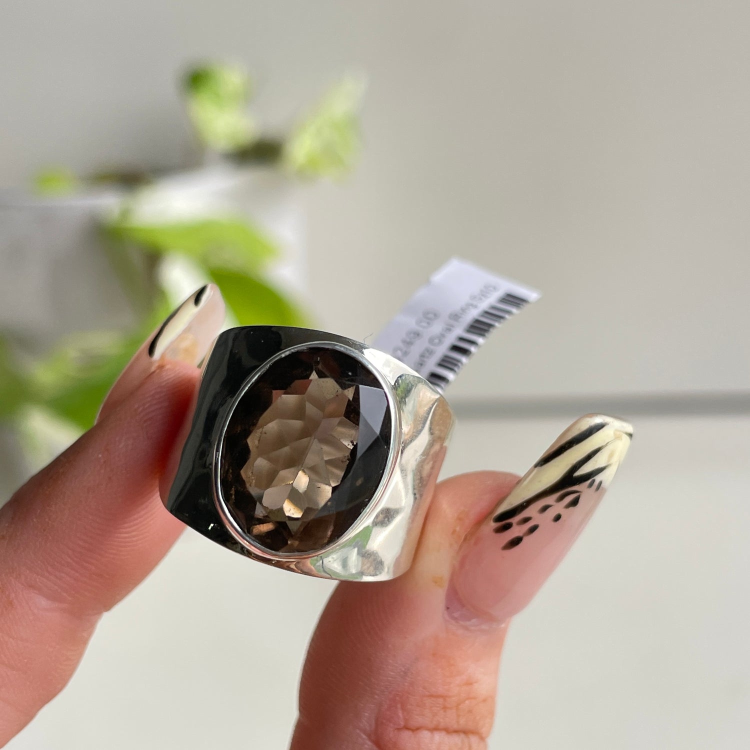 Smoky Quartz Oval Ring Sz10