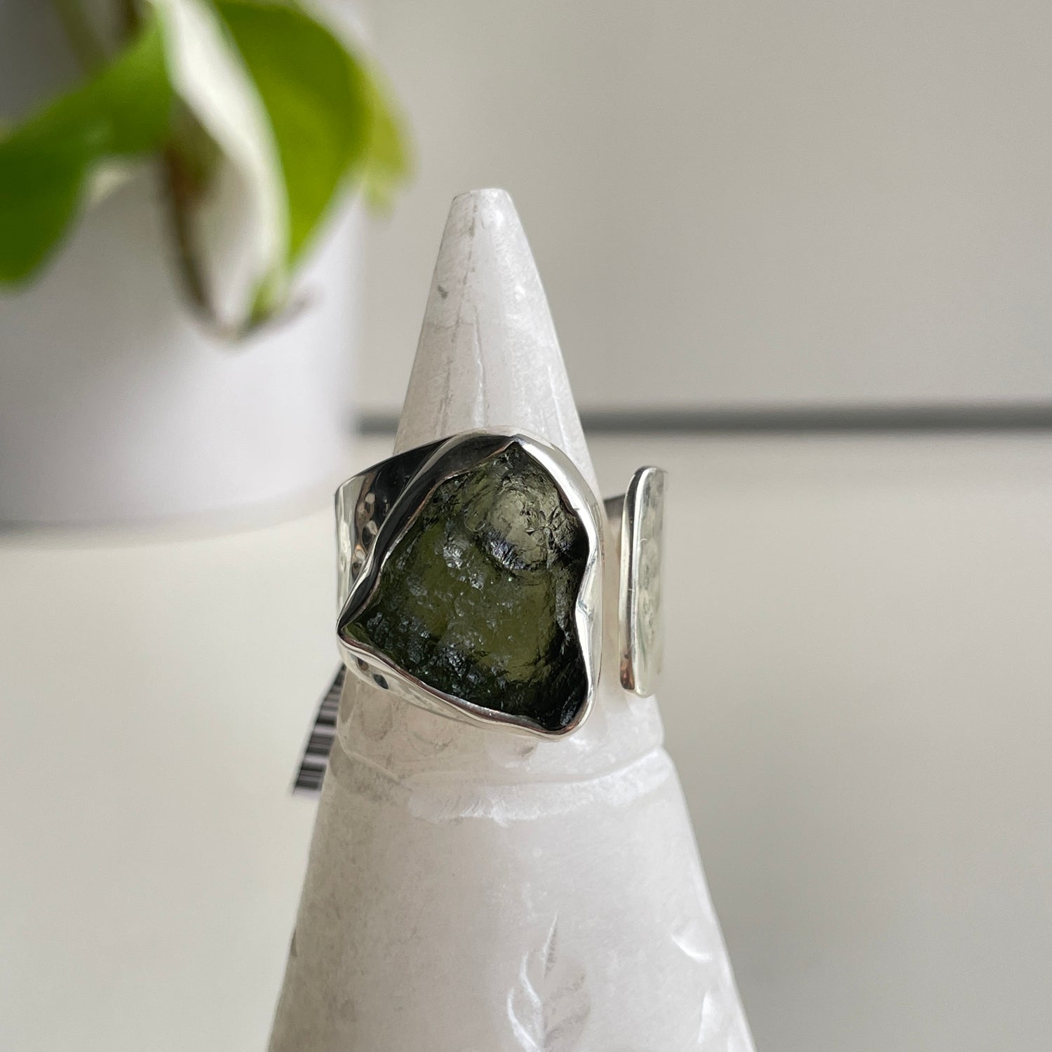 Moldavite Ring Sz9 Adj