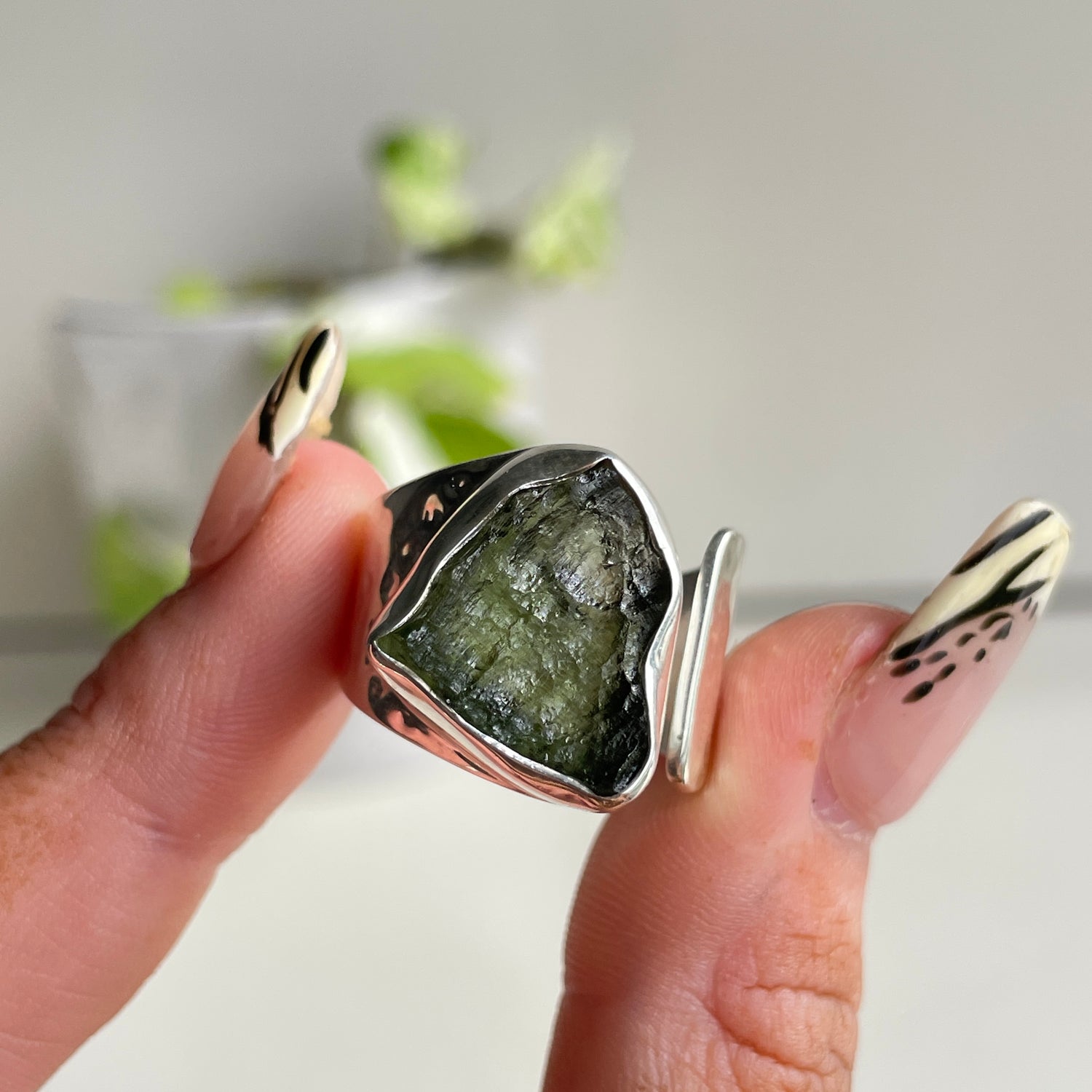 Moldavite Ring Sz9 Adj