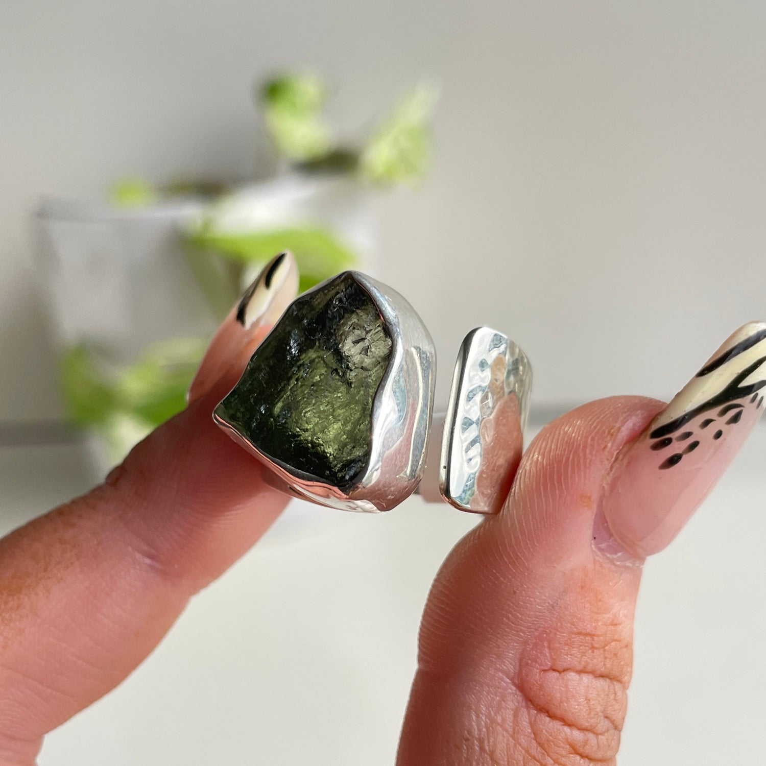 Moldavite Ring Sz9 Adj