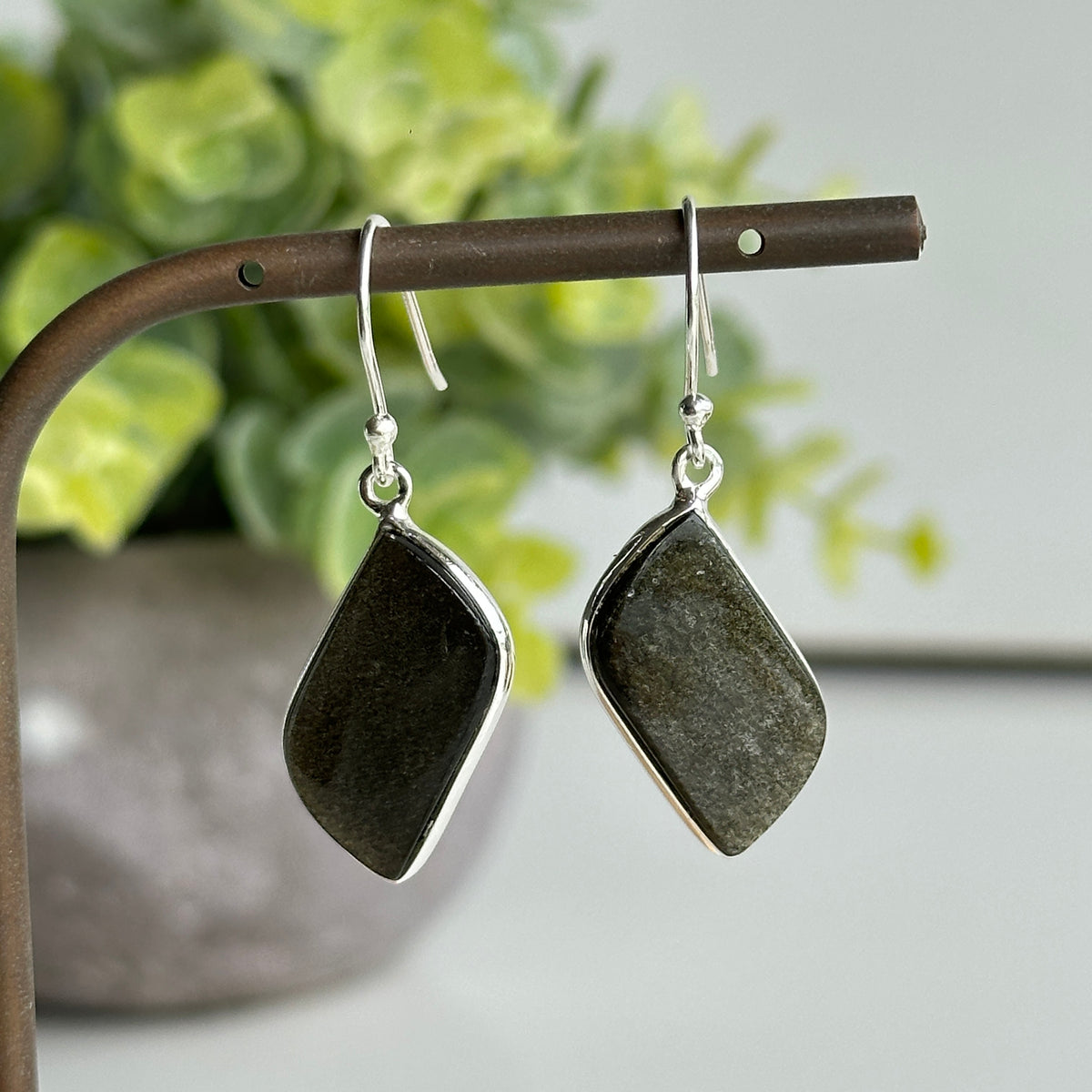 Gold Sheen Obsidian Earrings