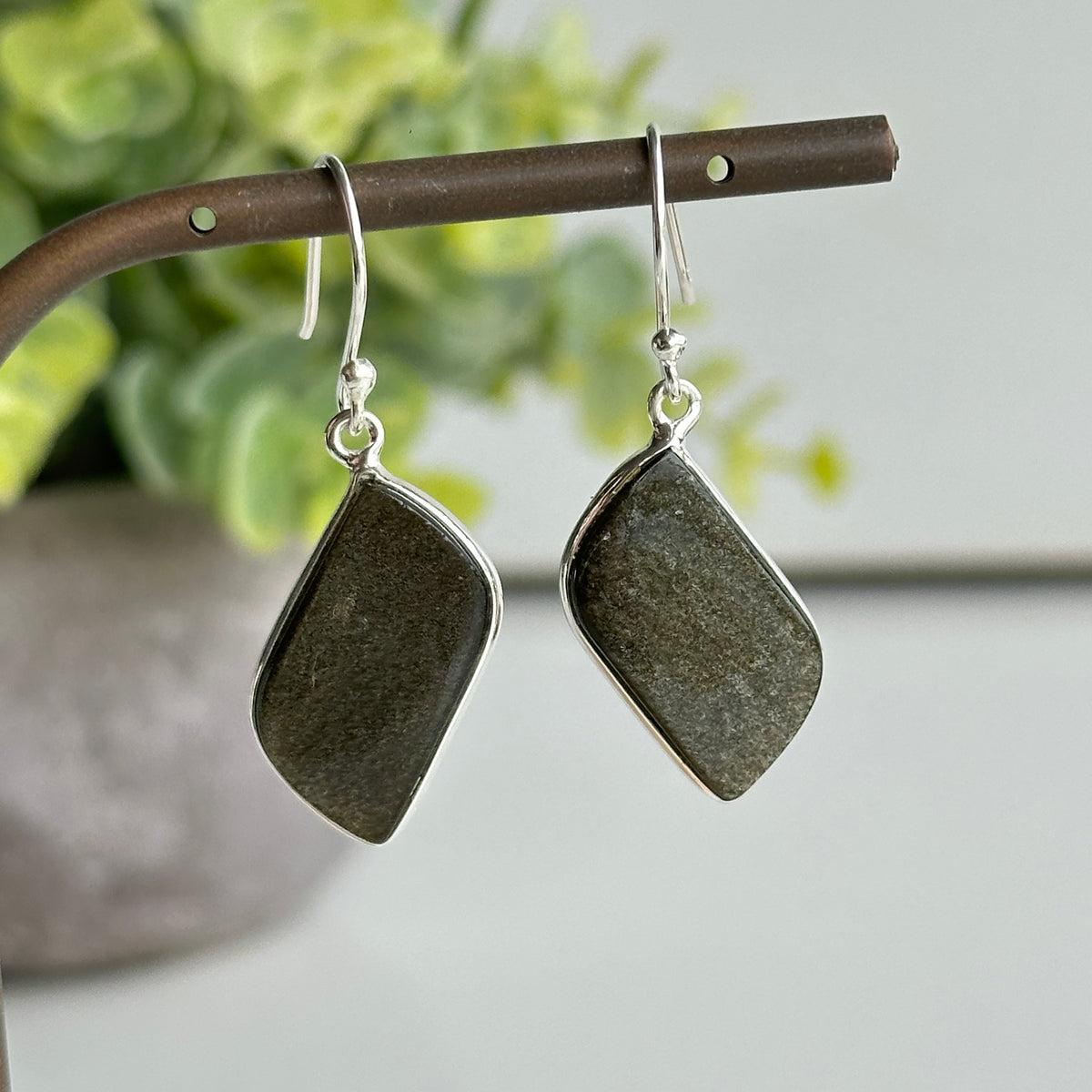 Gold Sheen Obsidian Earrings