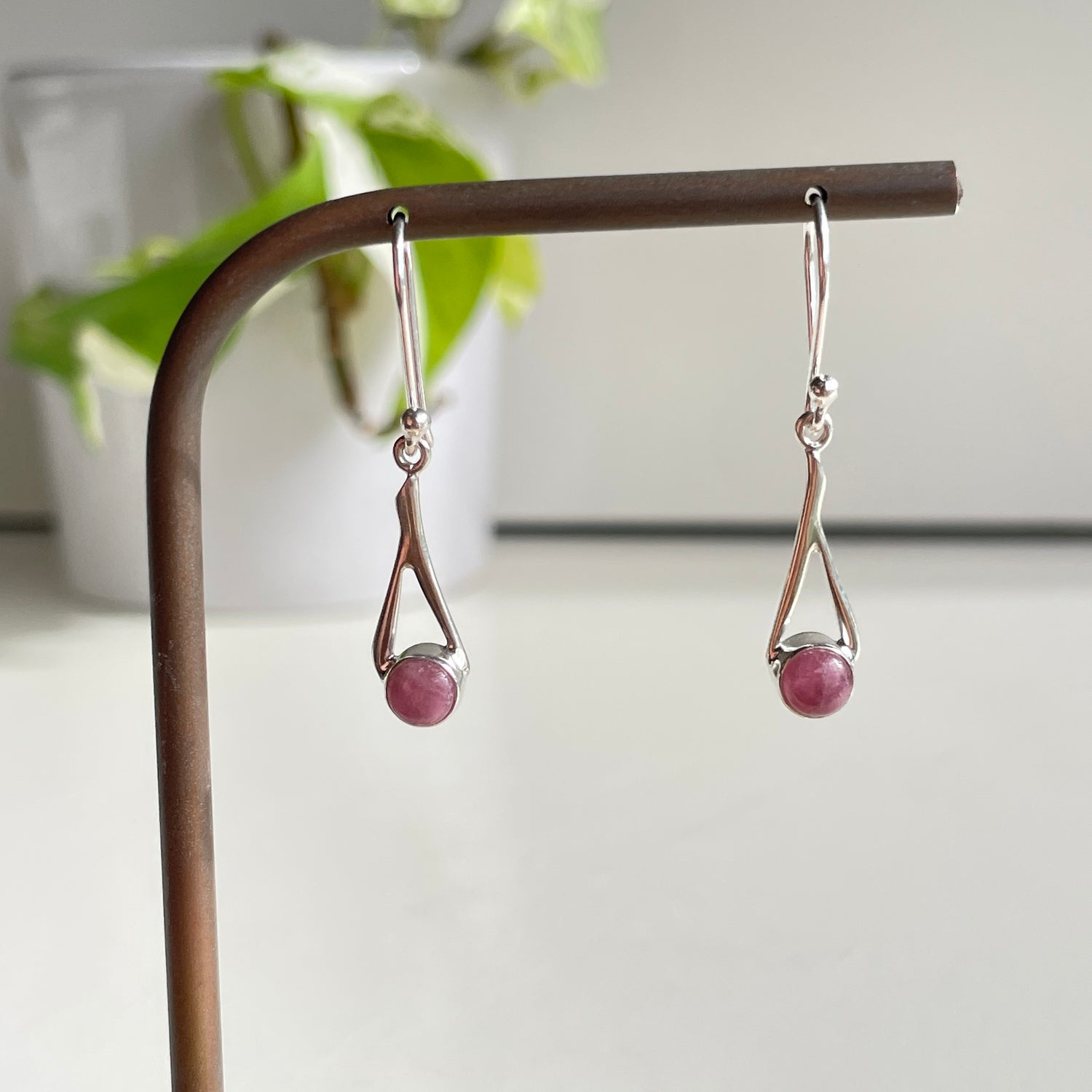 Pink Tourmaline Round Earrings