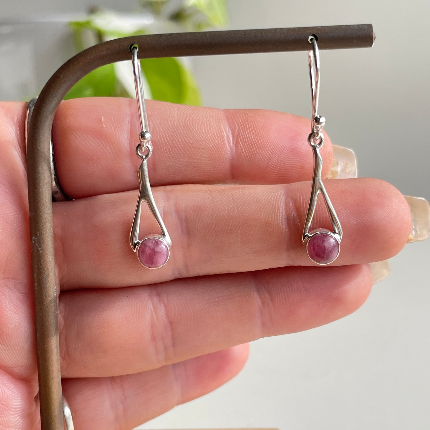 Pink Tourmaline Round Earrings