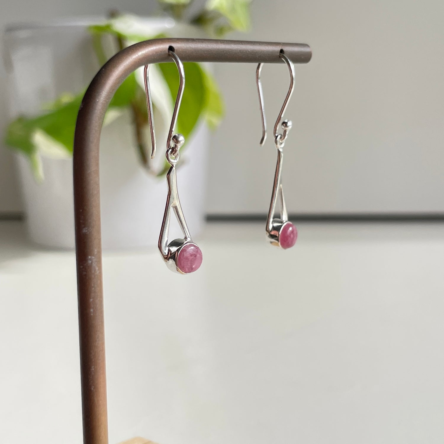 Pink Tourmaline Round Earrings