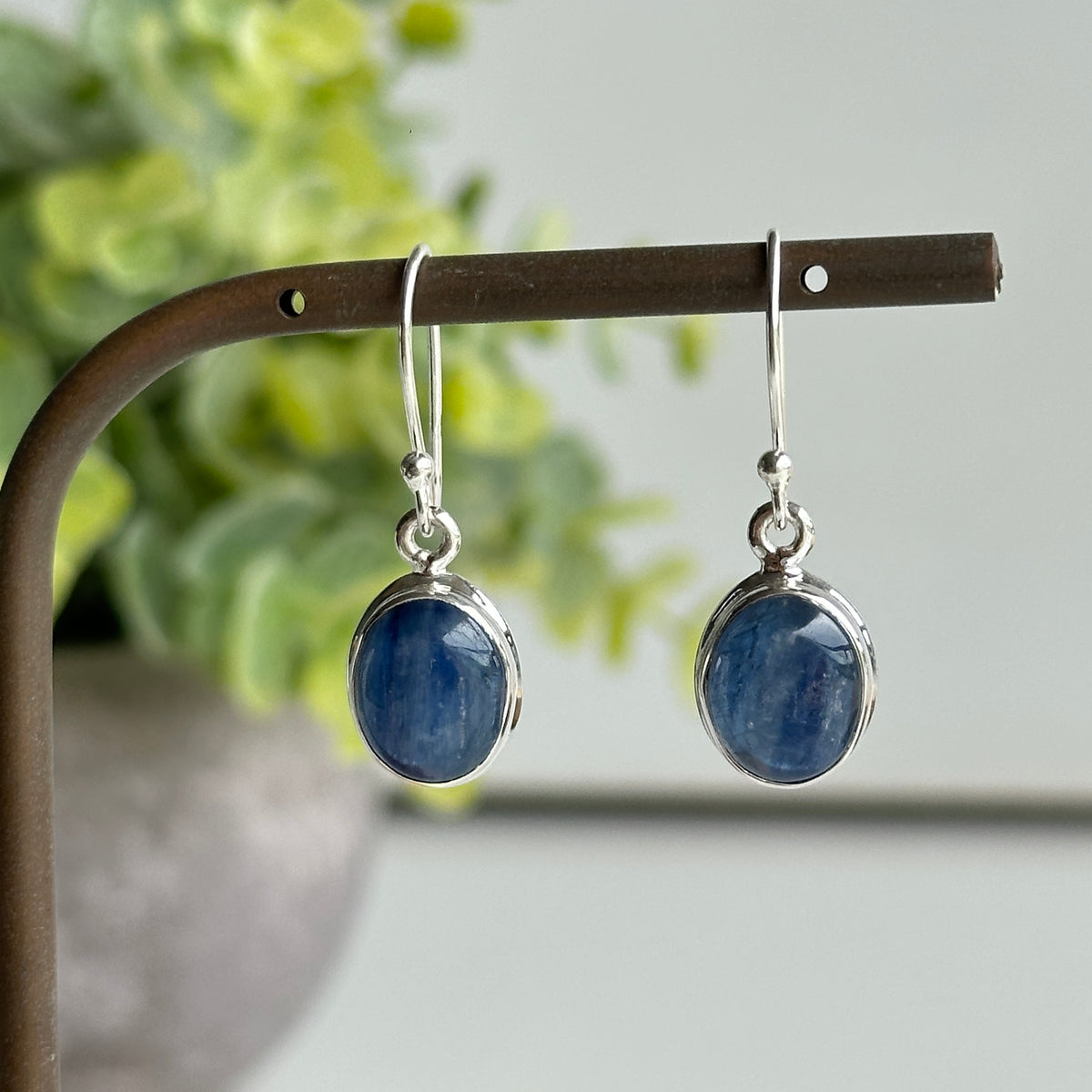 Blue Kyanite Oval Earrings