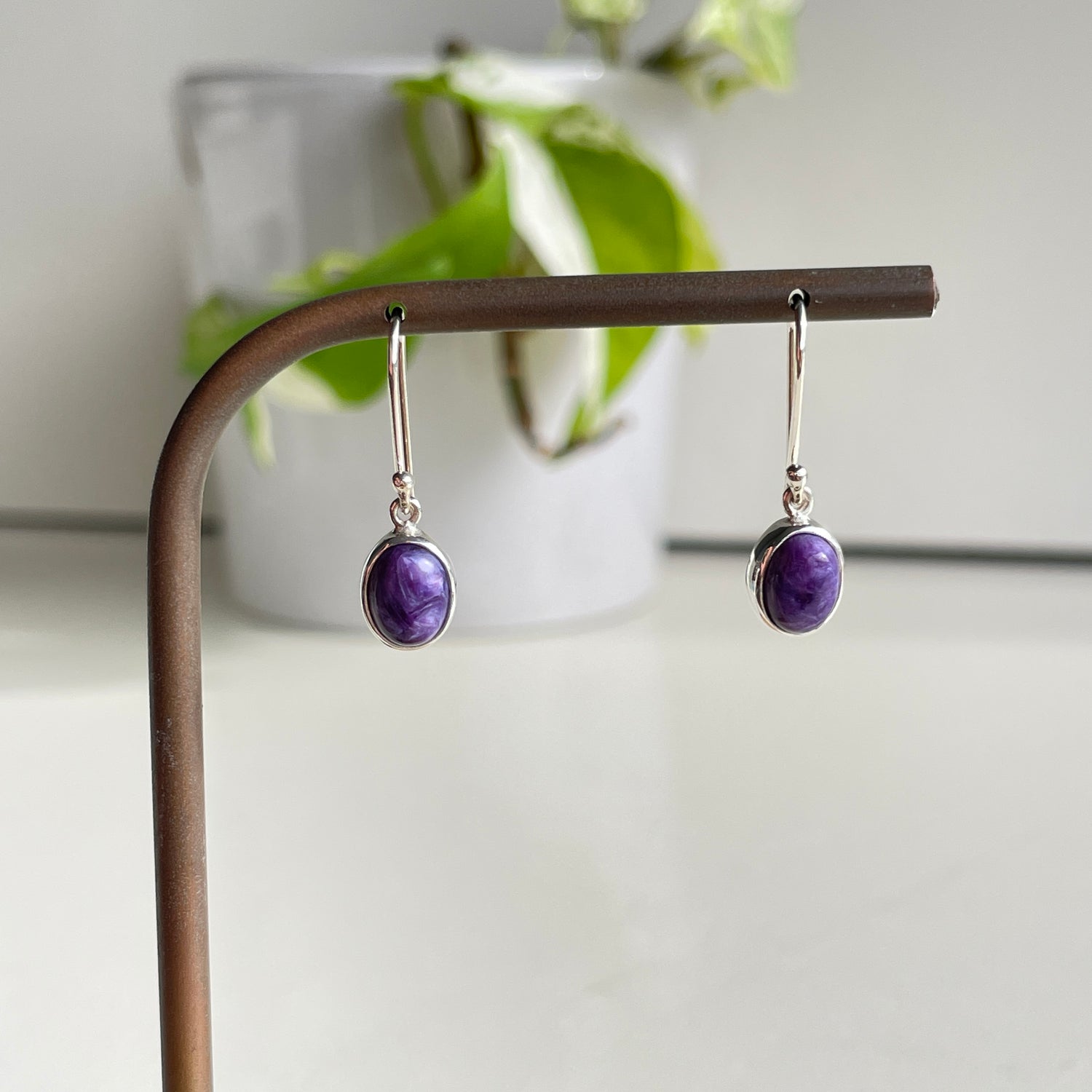Charoite Oval Earrings