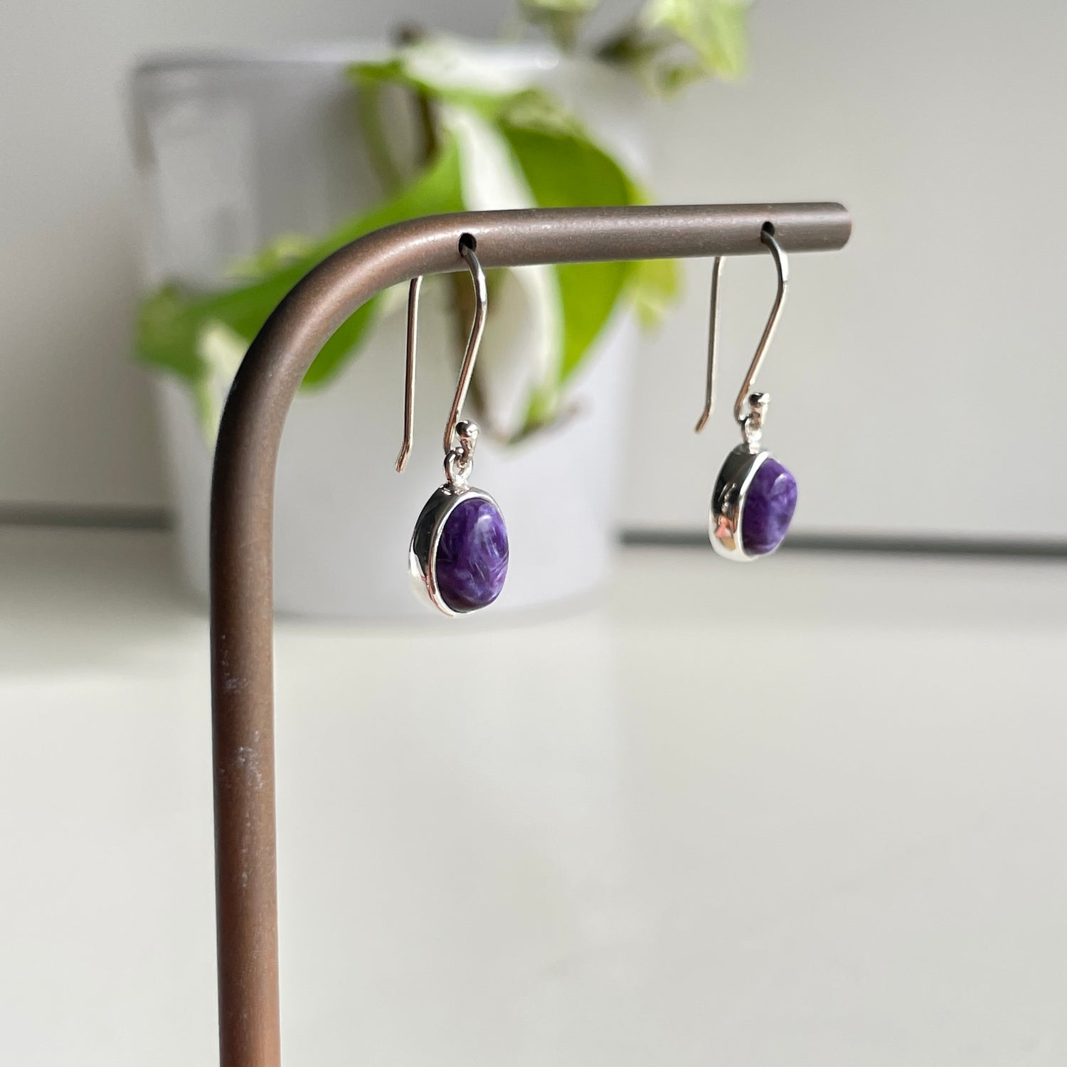 Charoite Oval Earrings