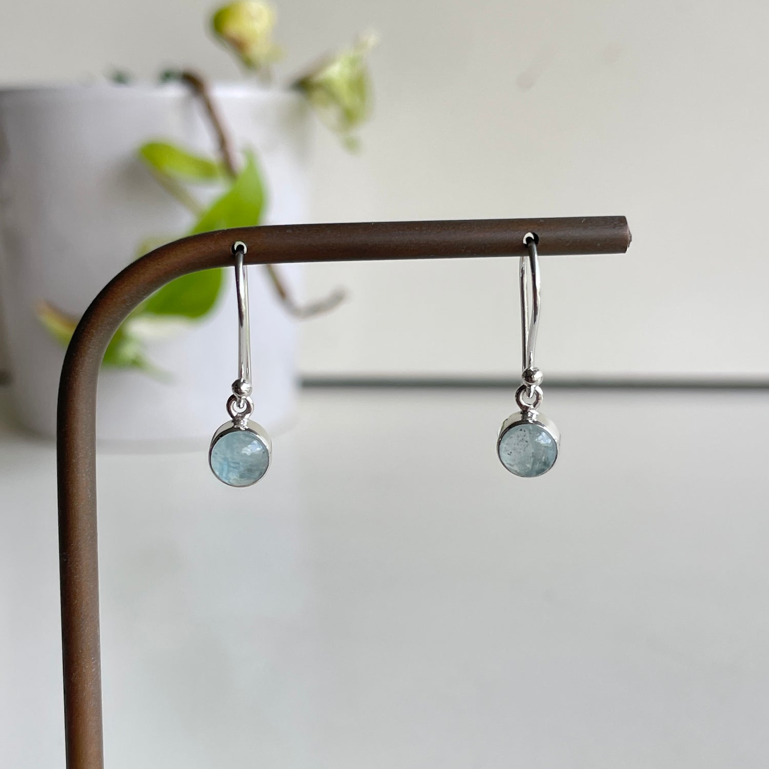 Aquamarine Round Earrings