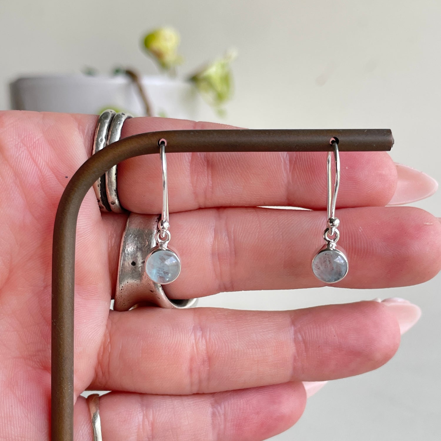 Aquamarine Round Earrings