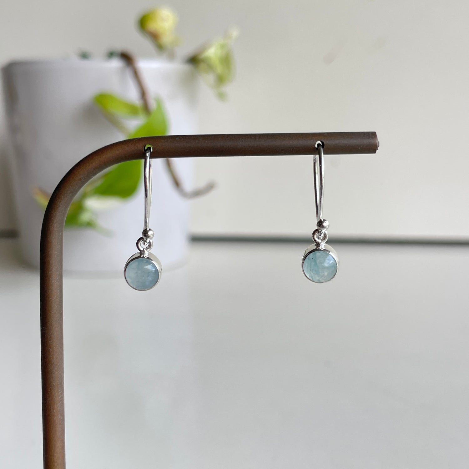 Aquamarine Round Earrings