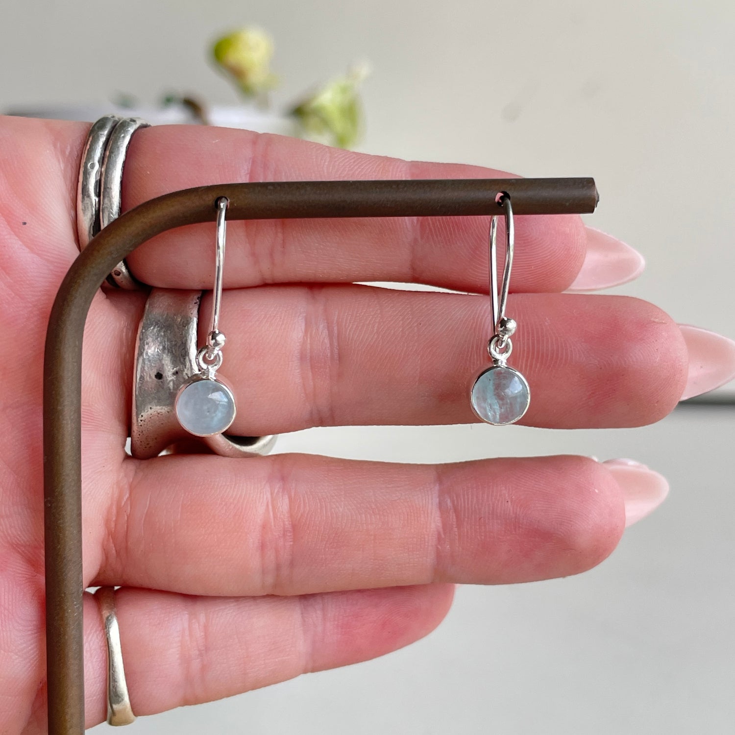 Aquamarine Round Earrings