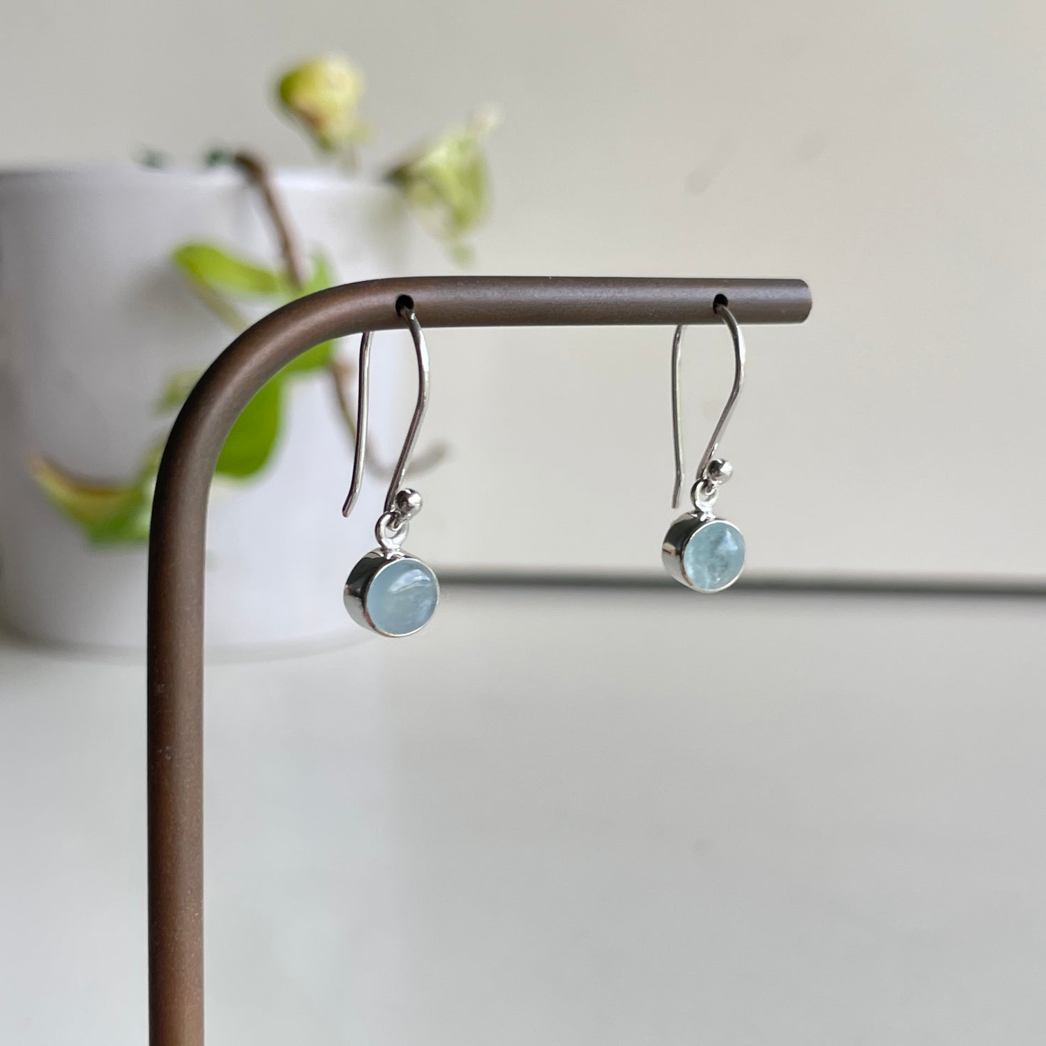 Aquamarine Round Earrings