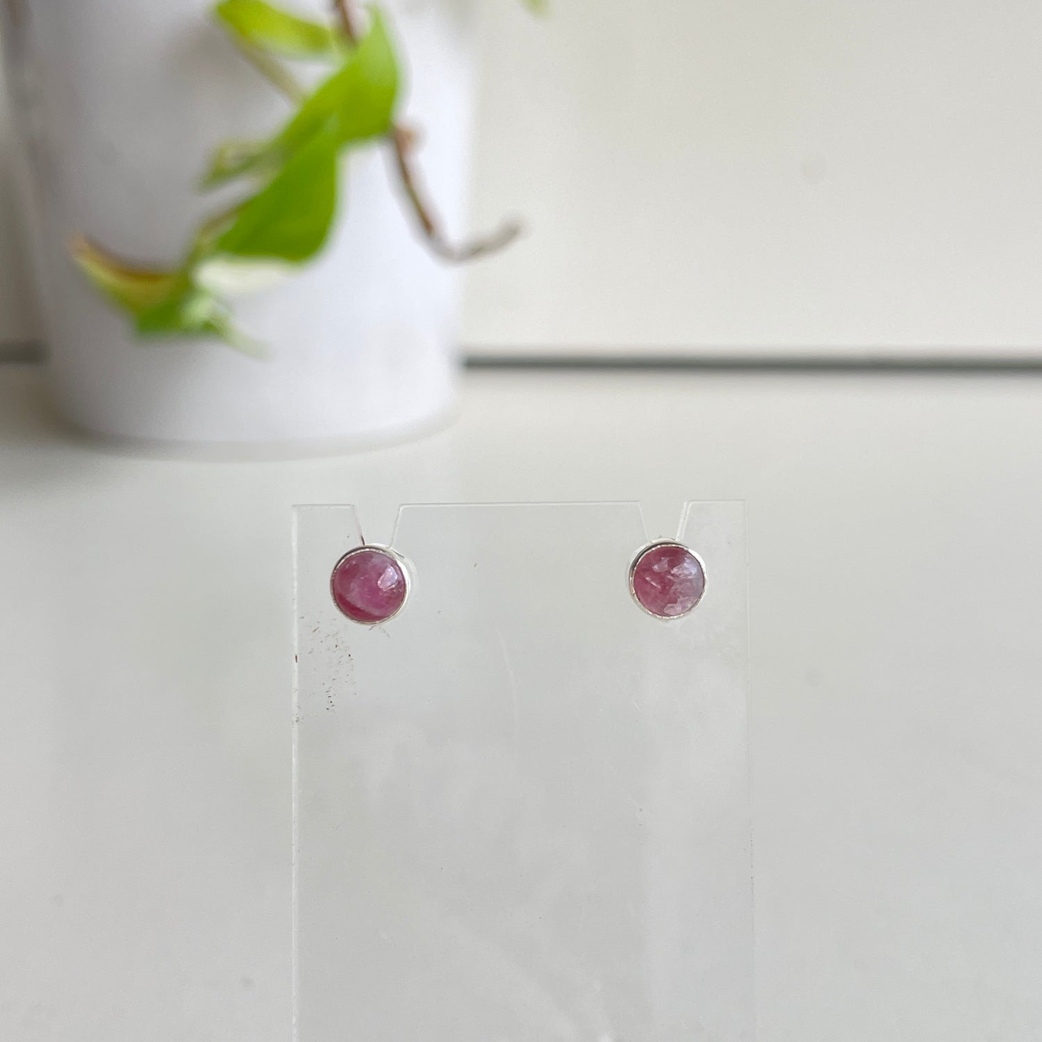Pink Tourmaline Stud Earrings