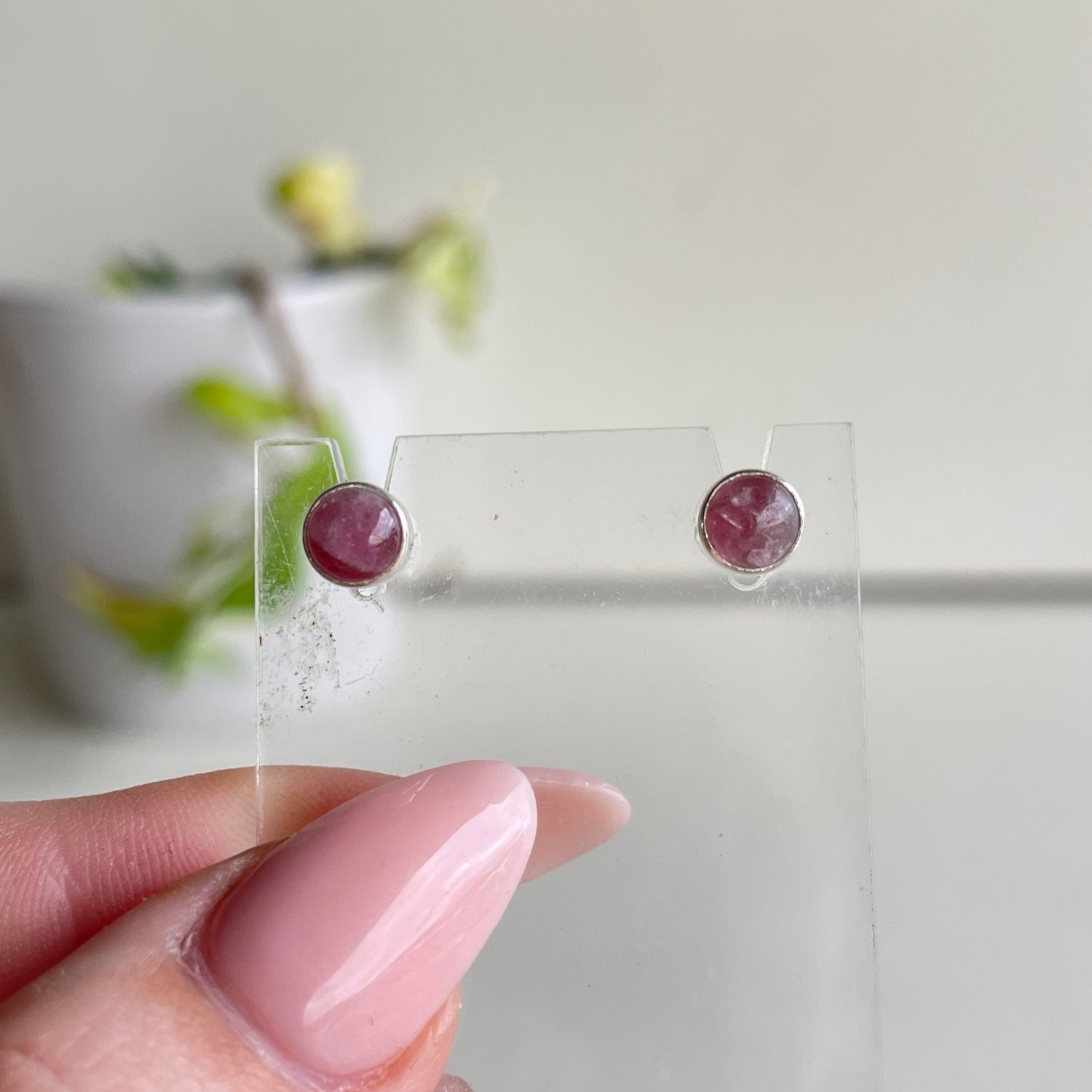Pink Tourmaline Stud Earrings