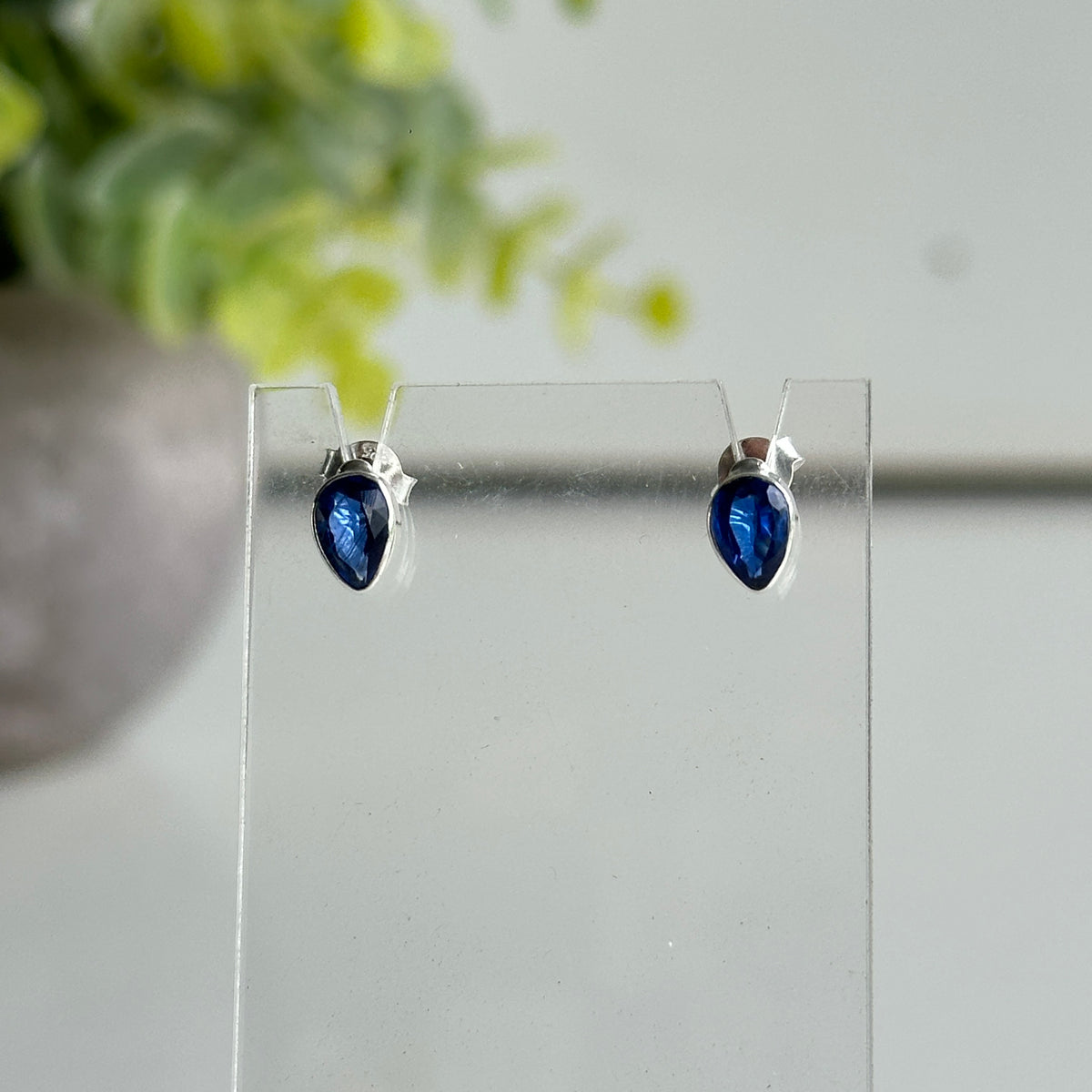 Blue Kyanite Teardrop Stud Earrings