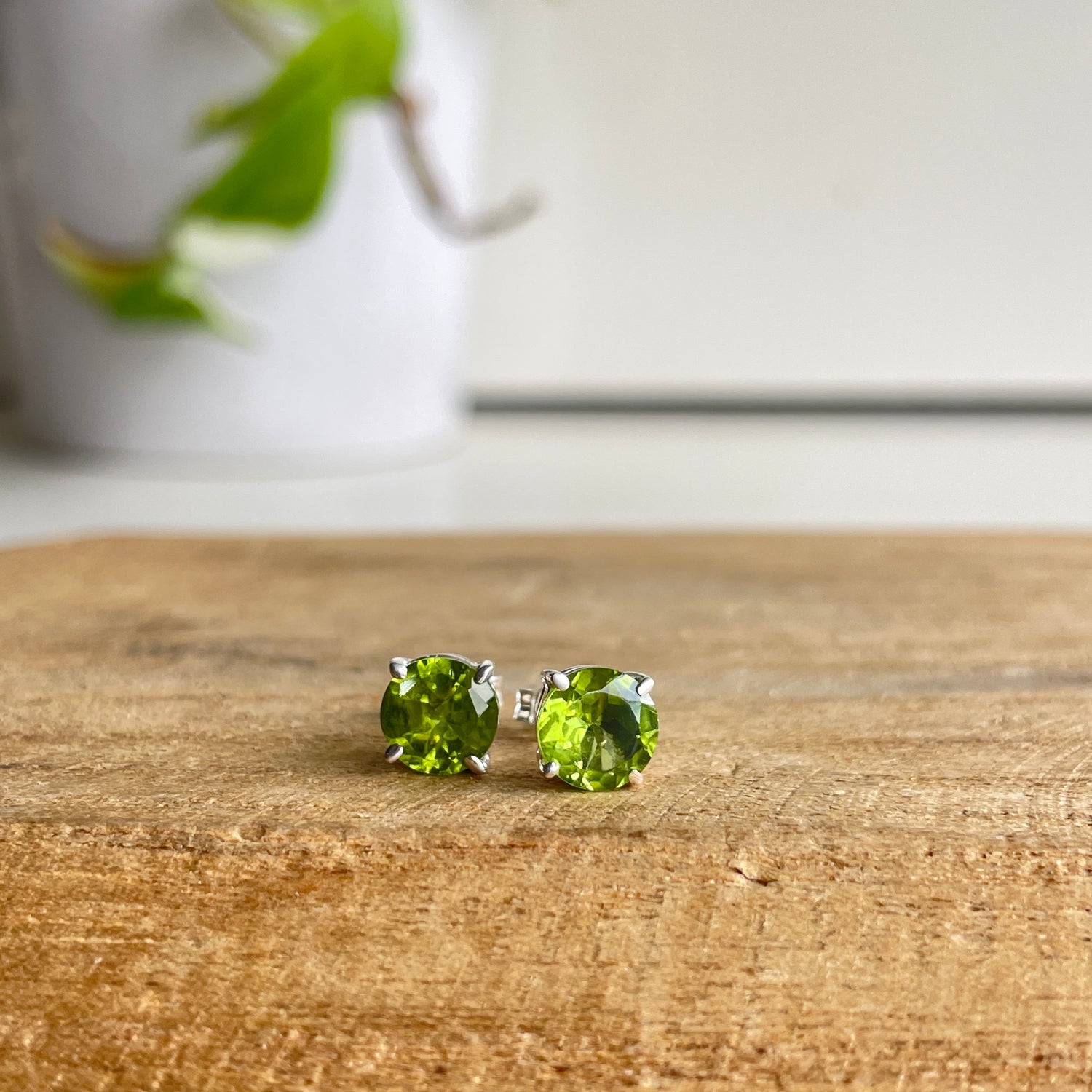 Peridot Round Stud Earrings