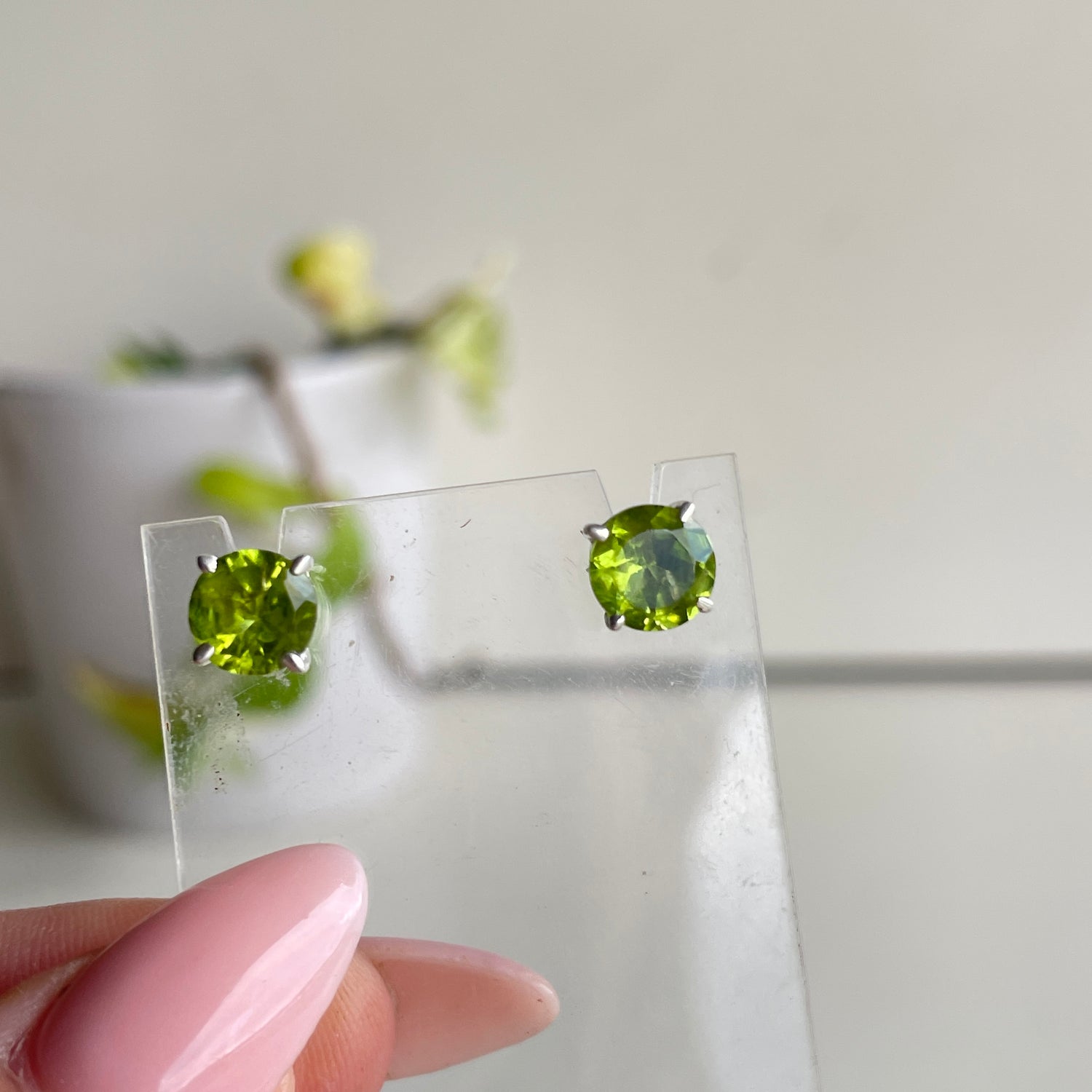 Peridot Round Stud Earrings
