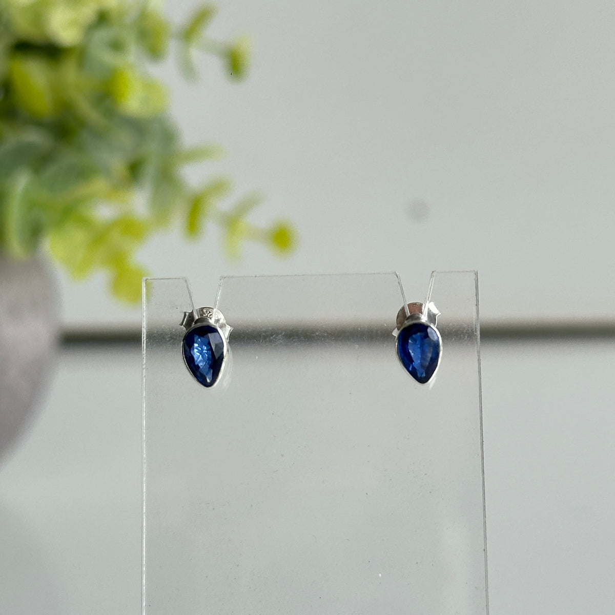 Blue Kyanite Teardrop Stud Earrings