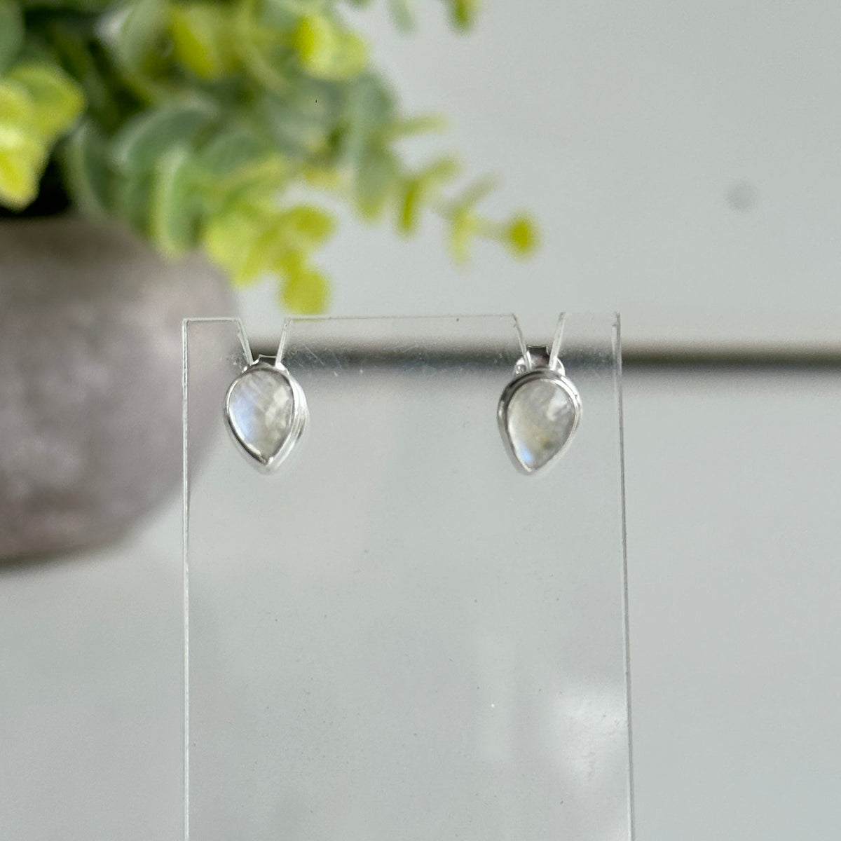 Moonstone Teardrop Stud Earrings