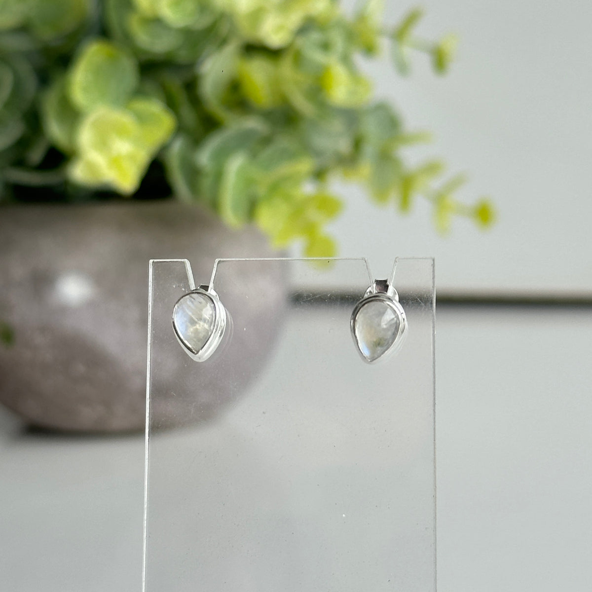 Moonstone Teardrop Stud Earrings