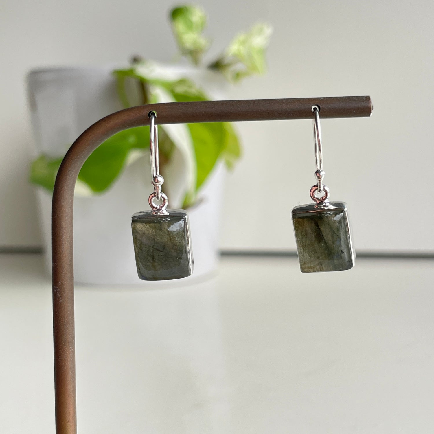 Labradorite Rectangle Earrings
