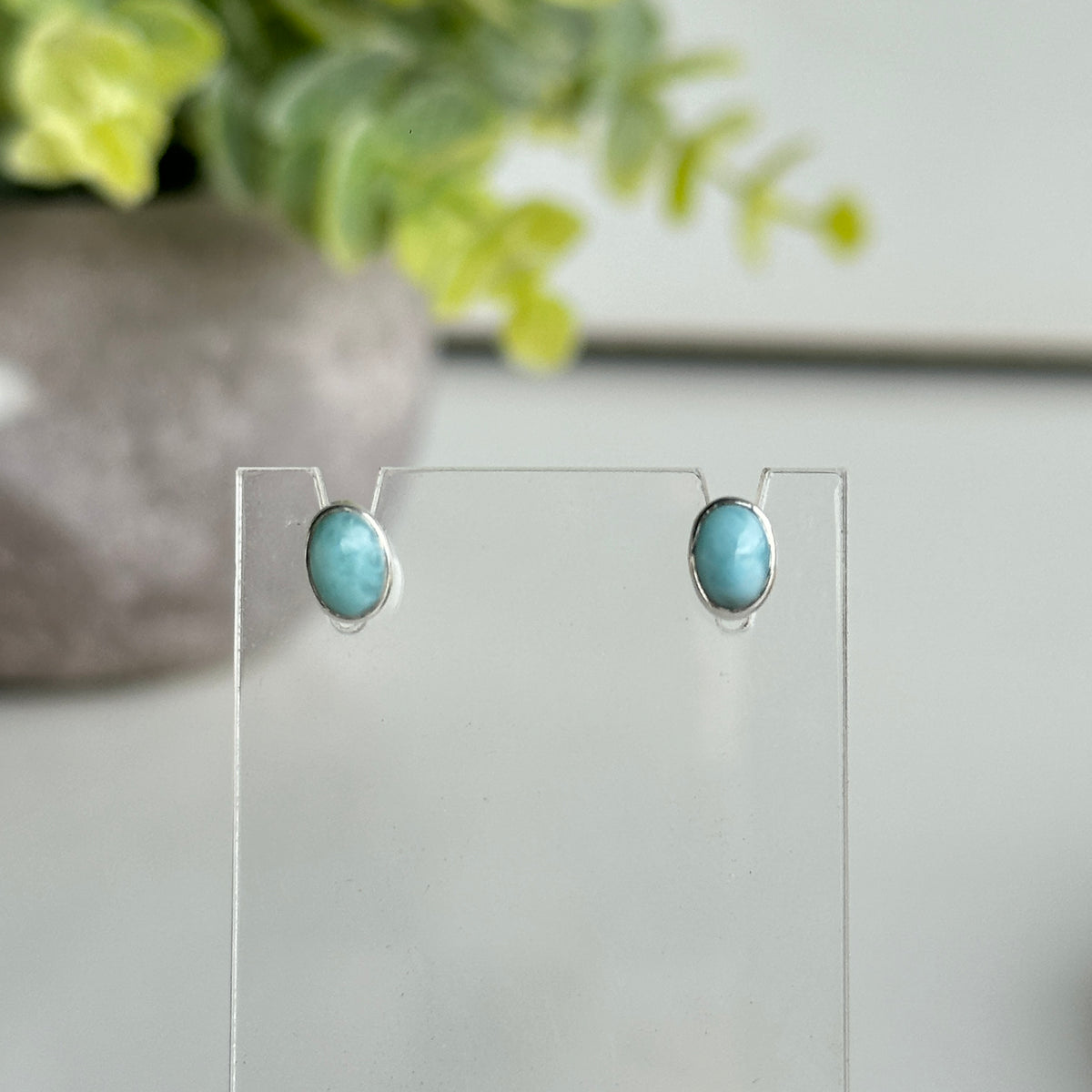 Larimar Oval Stud Earrings