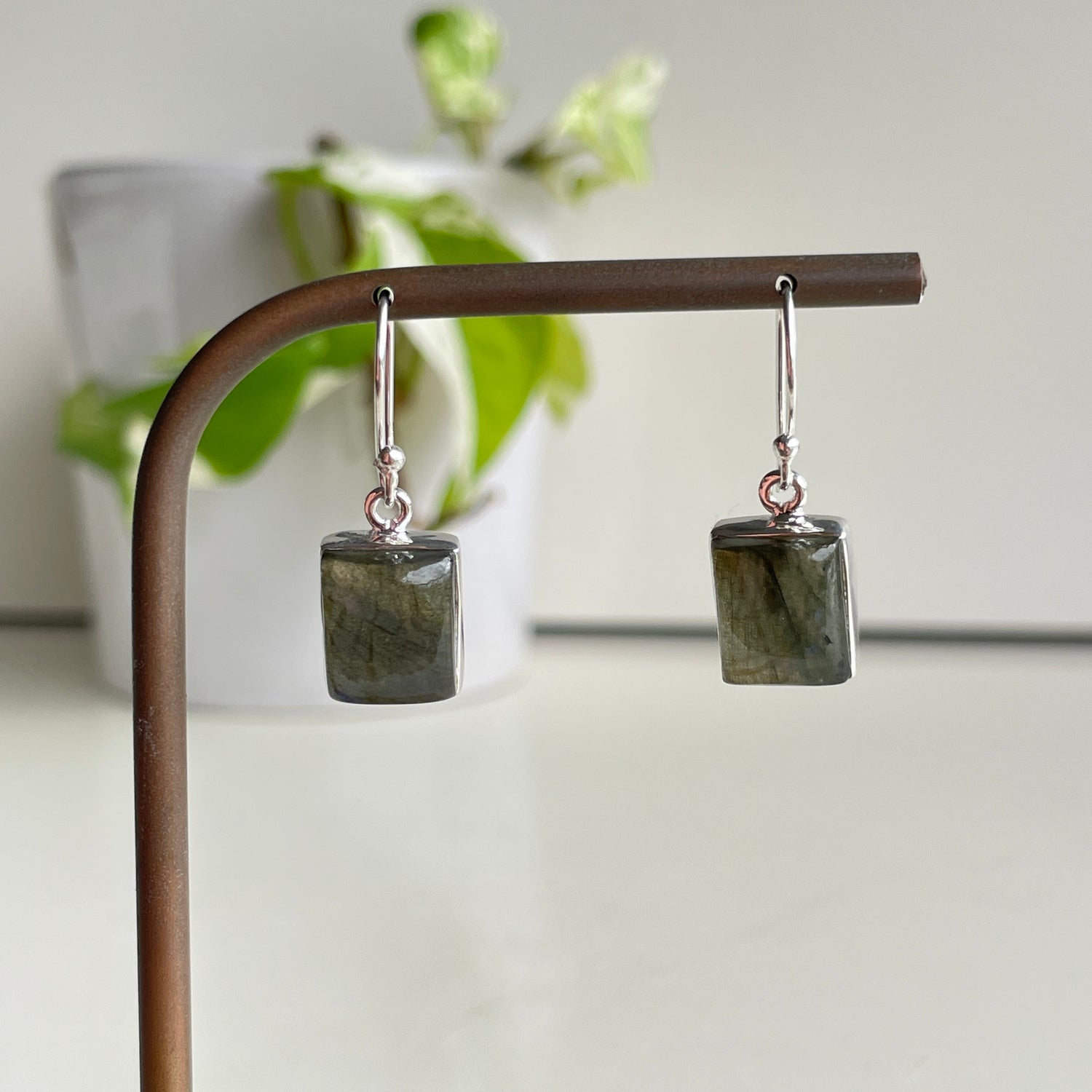 Labradorite Rectangle Earrings