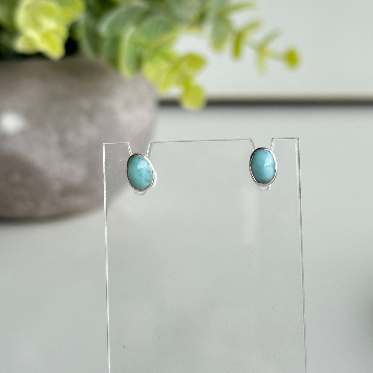 Larimar Oval Stud Earrings