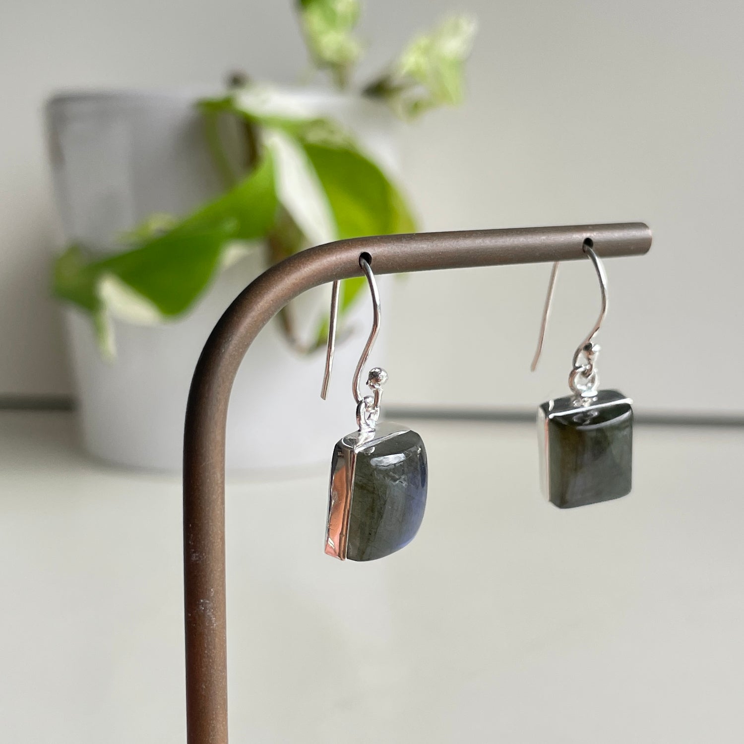 Labradorite Rectangle Earrings